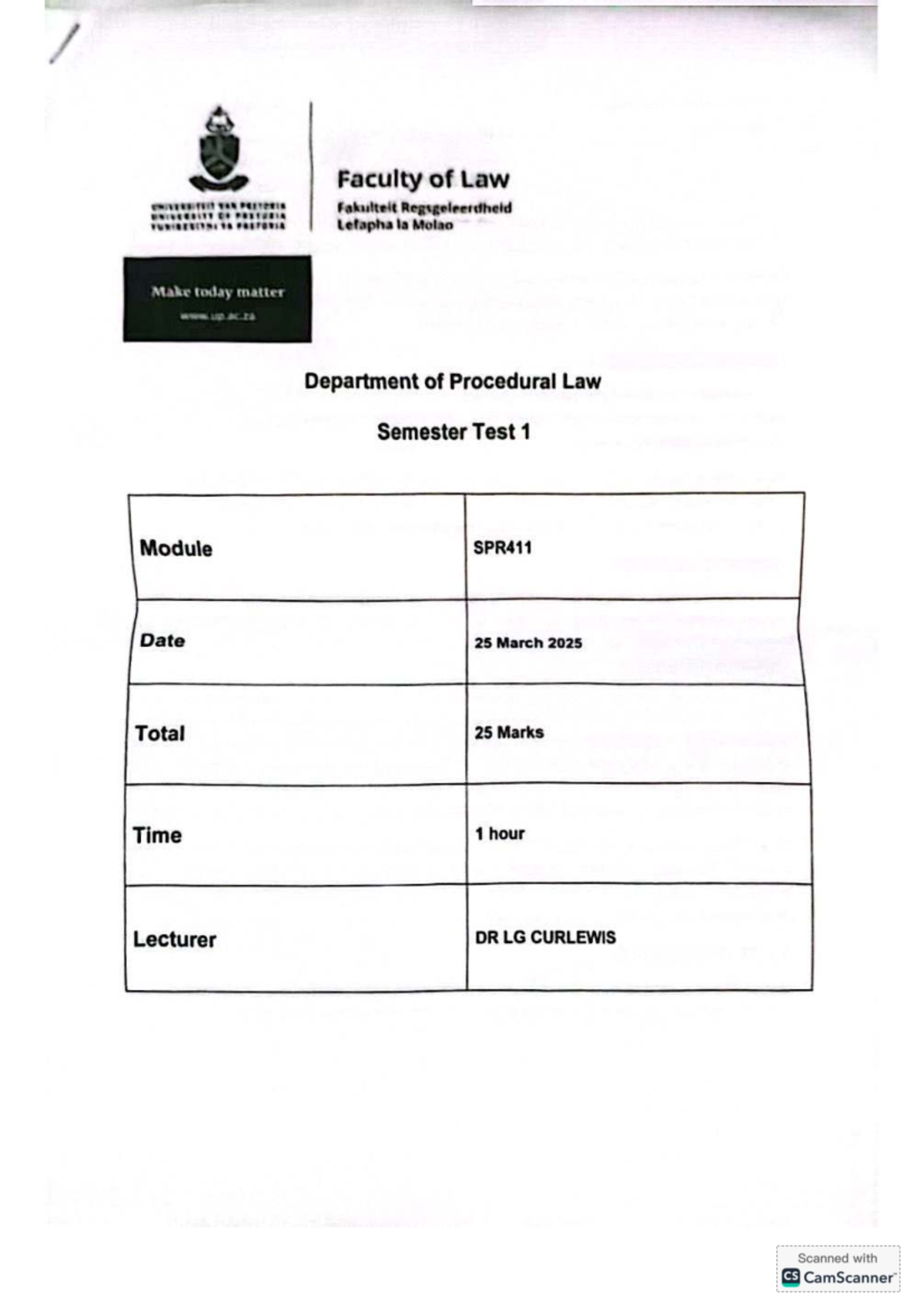 SPR411 Semester Test 1 (2025) - Procedural Law Analysis - Studocu