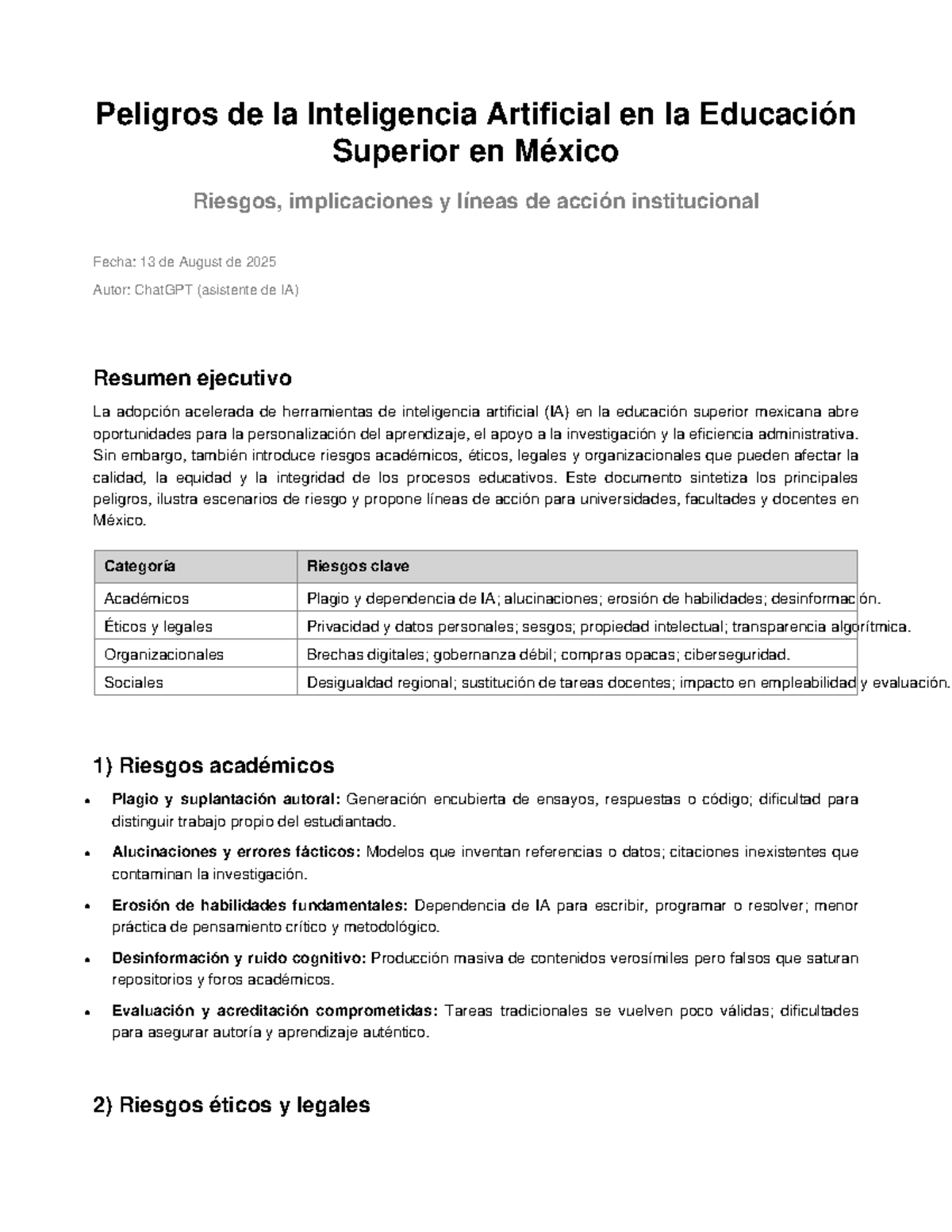 Peligros de la IA en la Educación Superior en México: Riesgos y ...