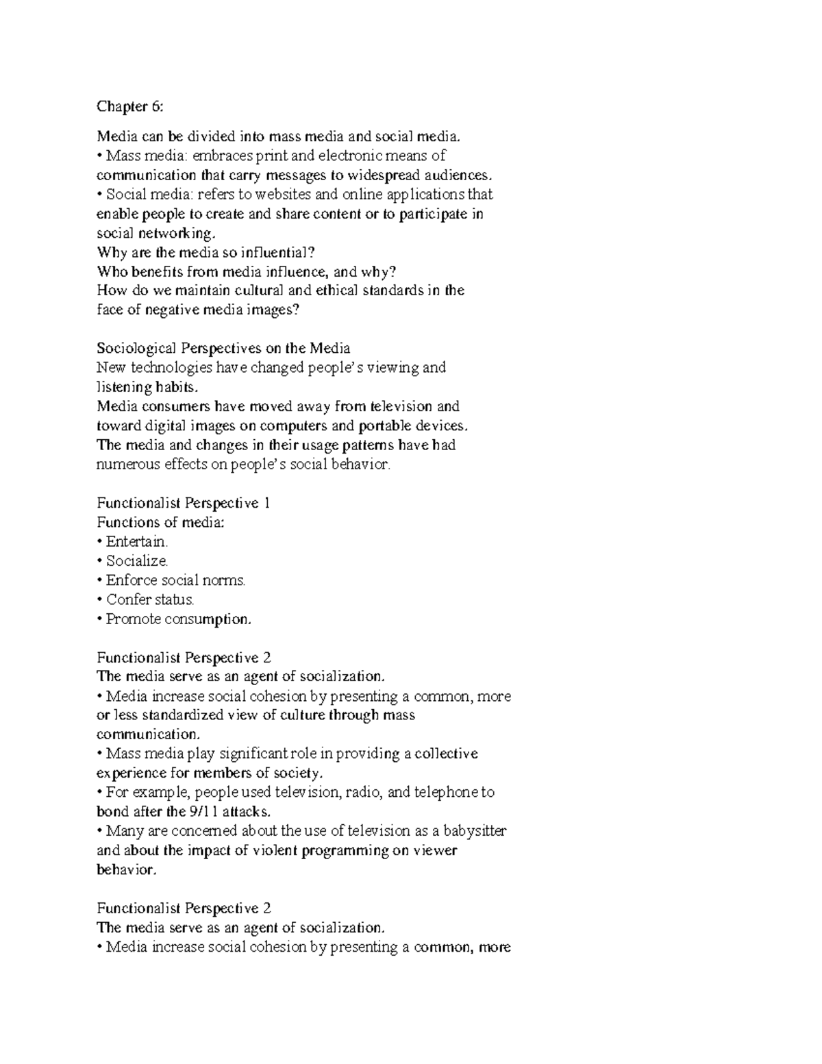 Chapter 6 - Chapter 6: Media can be divided into mass media and social ...