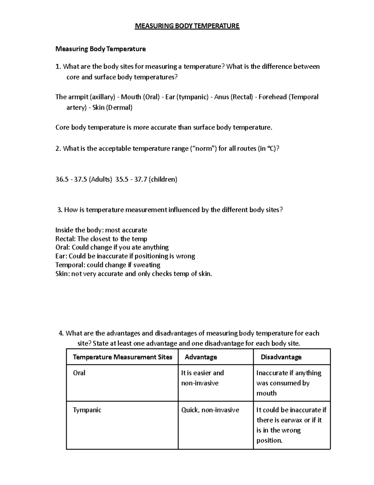 Measuring Body Temperature: Key Concepts and Nursing Interventions (F24 ...