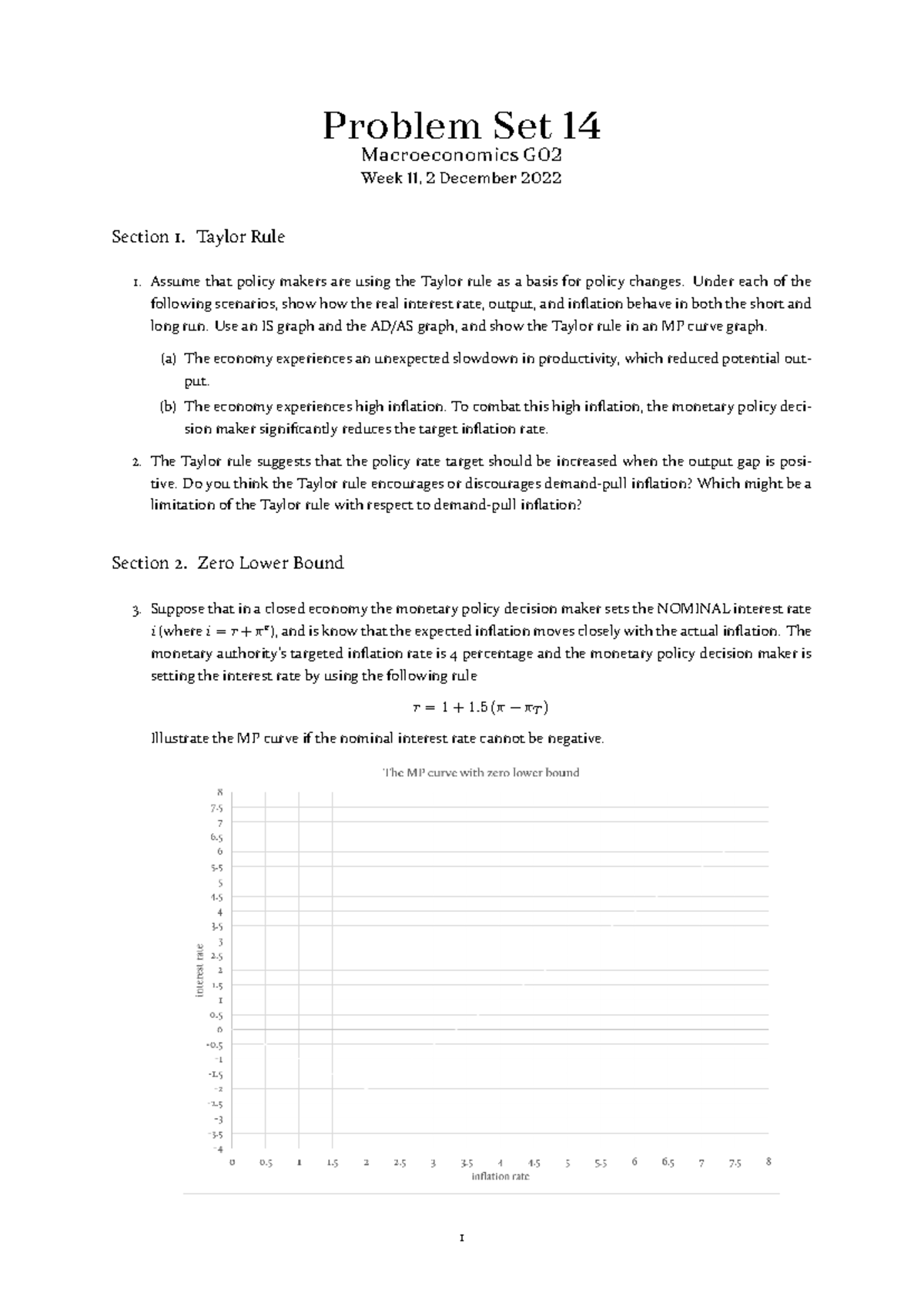 Problem Set14 - Taylor Rule Assume that policy makers are using the ...