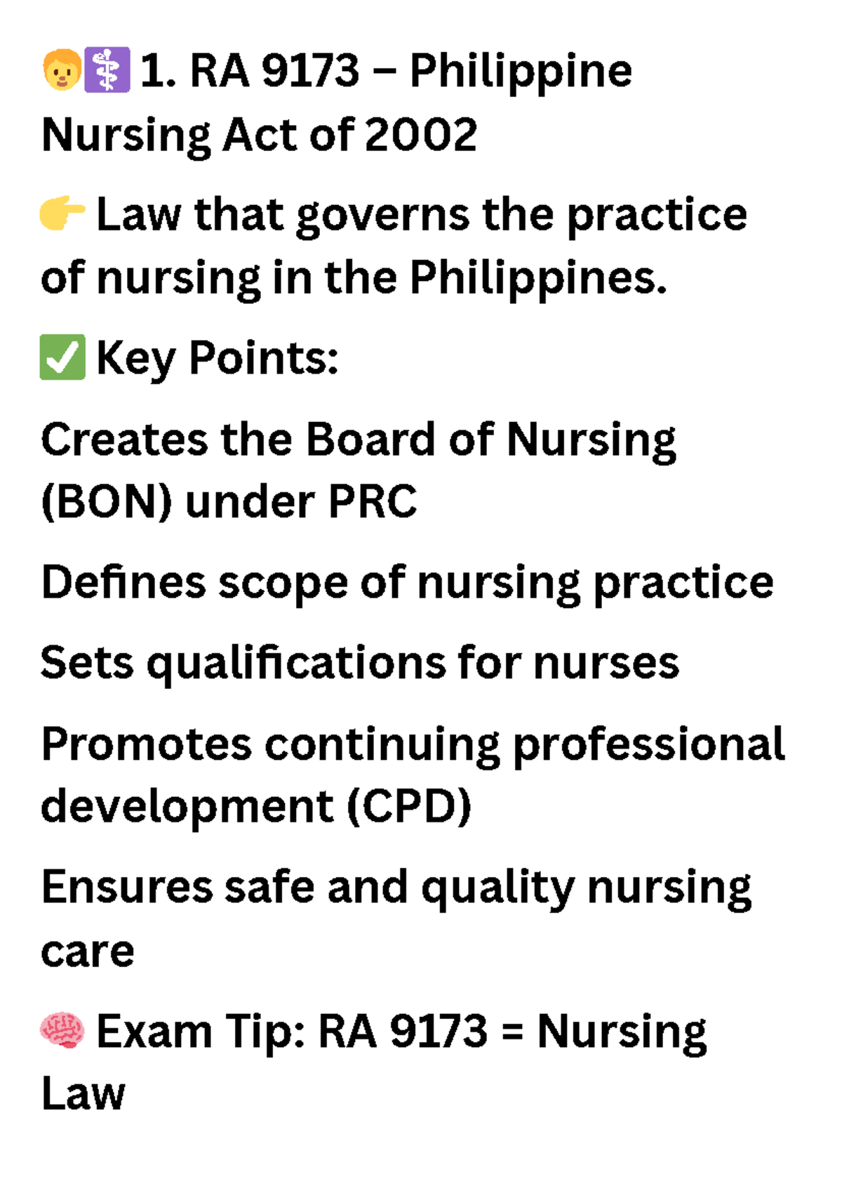 RA 9173 Nursing Law & Related Health Acts Cheat Sheet - Studocu