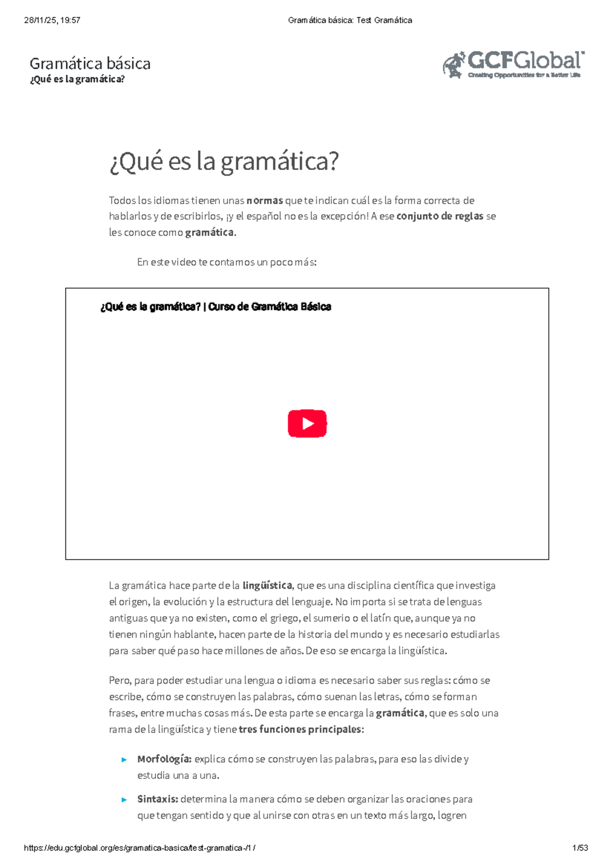 19:57 Curso de Gramática Básica: Test de Gramática y Sustantivos - Studocu