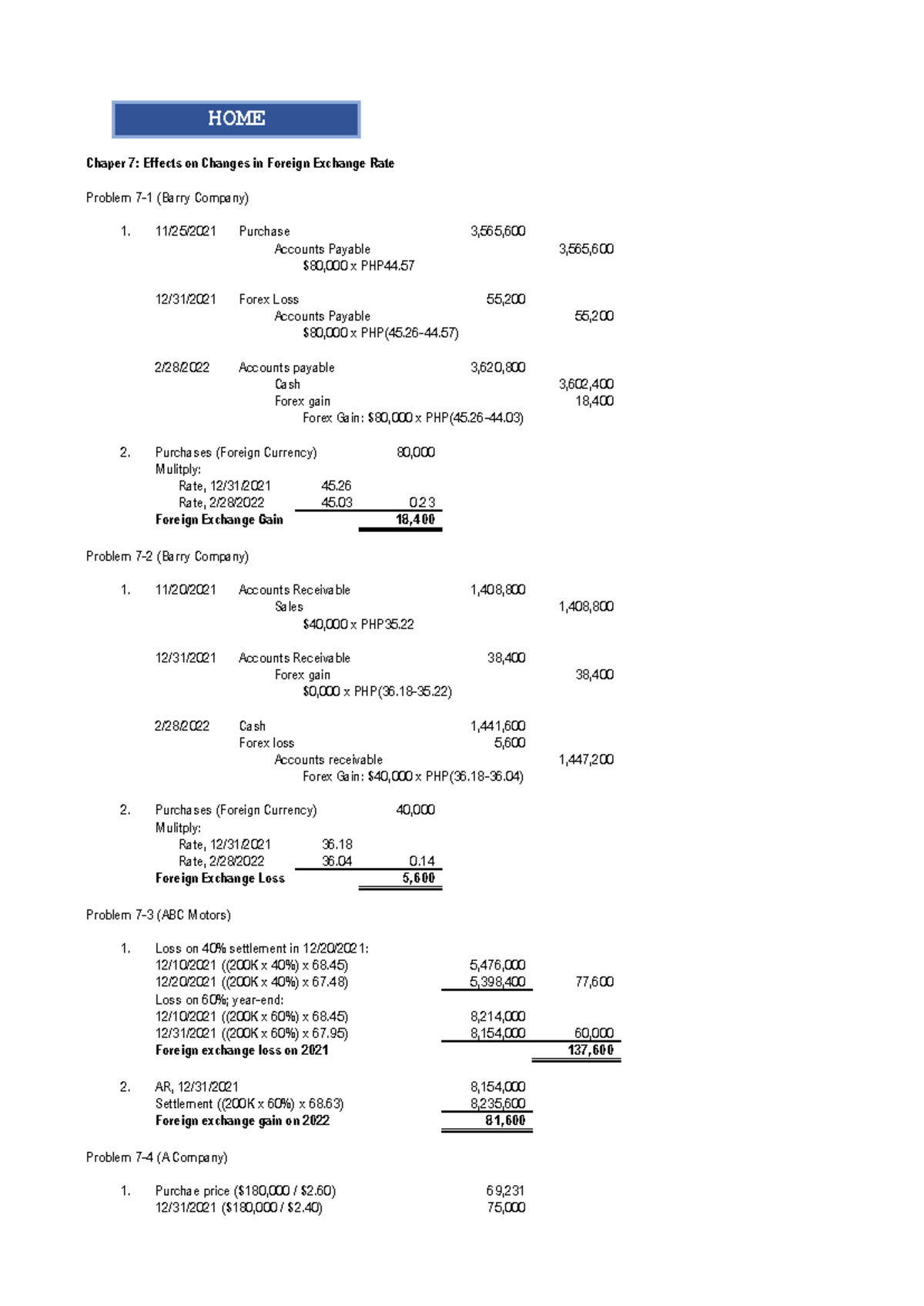 Chapter 7 - Foreign Exchange Rate Problems: Study Notes - Studocu