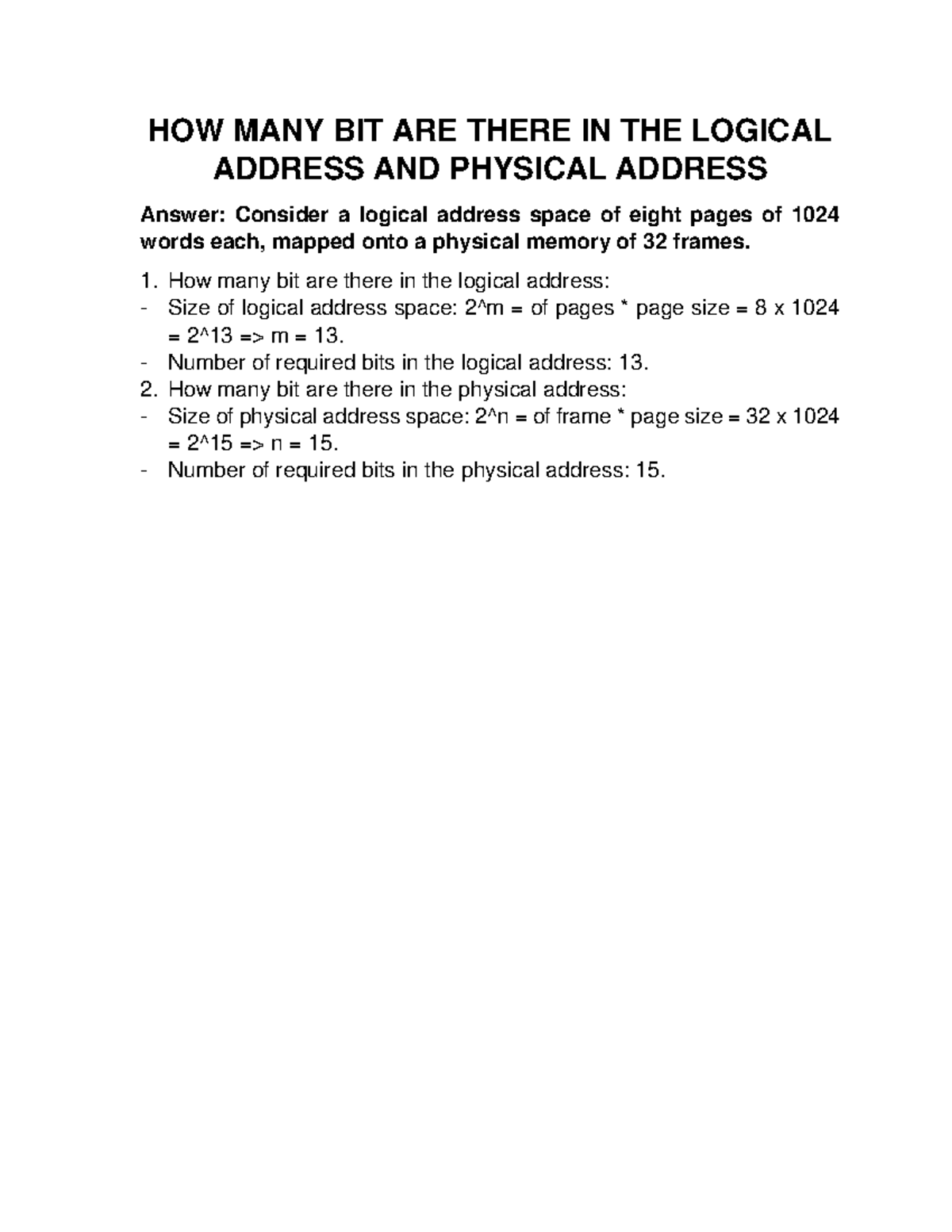 How Many Bit Logical And Physical Address - HOW MANY BIT ARE THERE IN ...