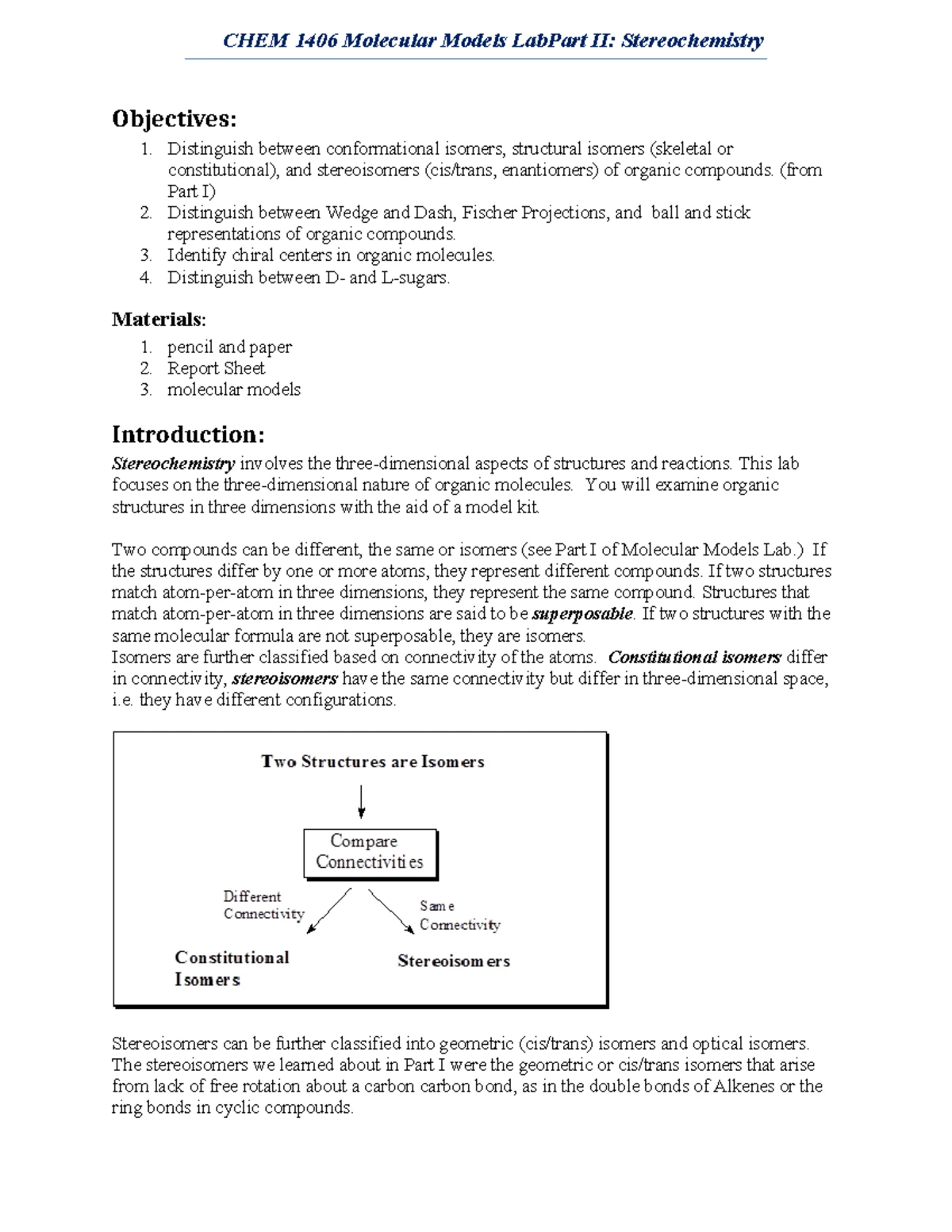 CHEM 1406 Chemical Nomenclature Lab Guide and Objectives - Studocu