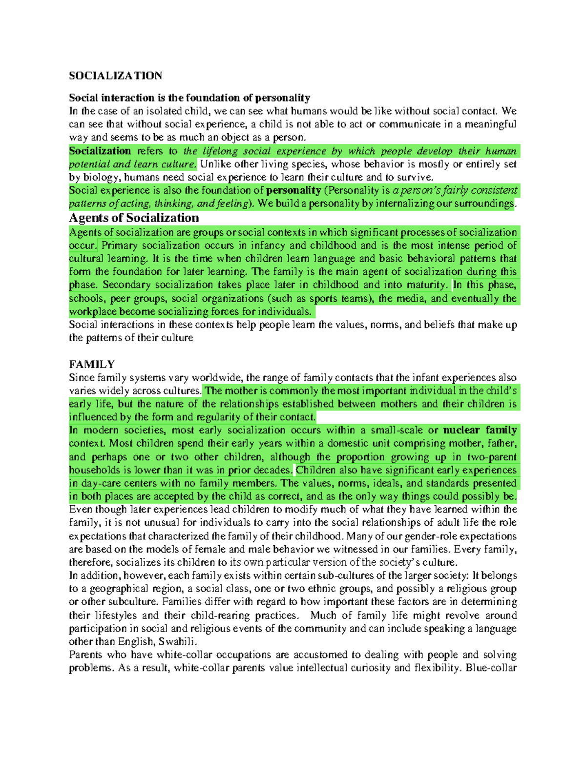 SOC 101: Lecture 6 - The Role of Socialization in Personality ...