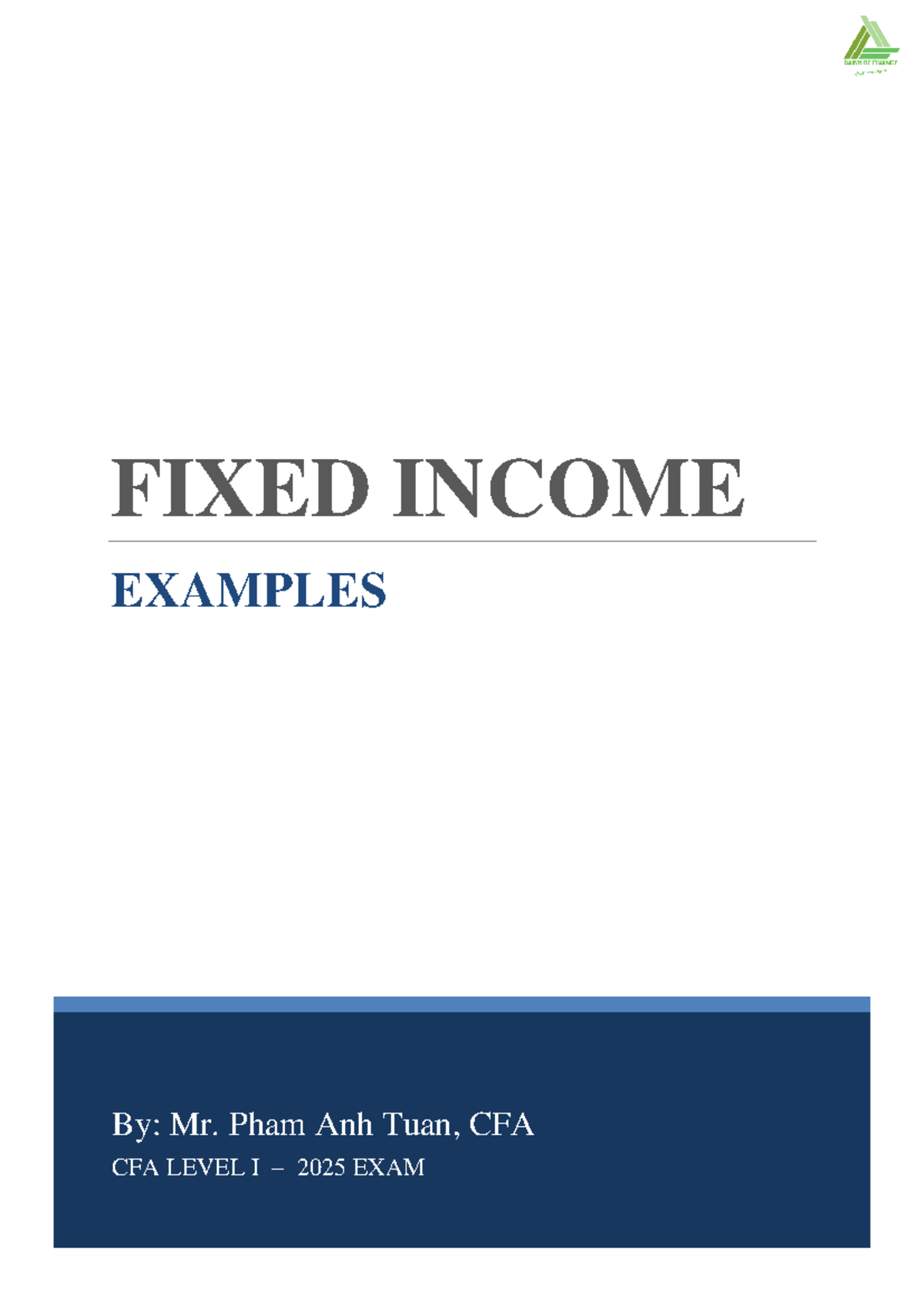 Fixed Income Level I Examples (Final Exam 2025) - Studocu