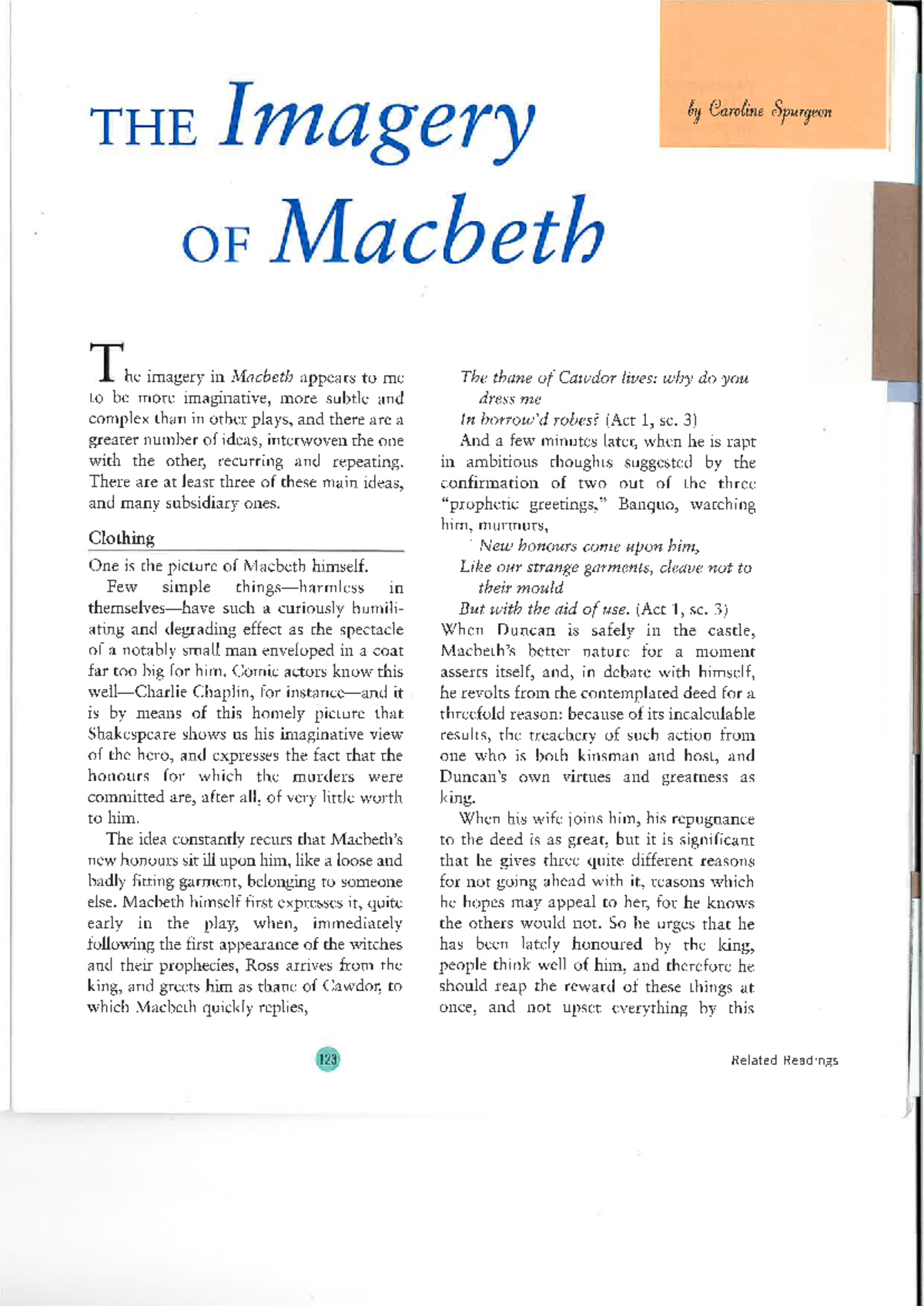 The Imagery of Macbeth: An Analysis of Spurgeon's Insights - Studocu