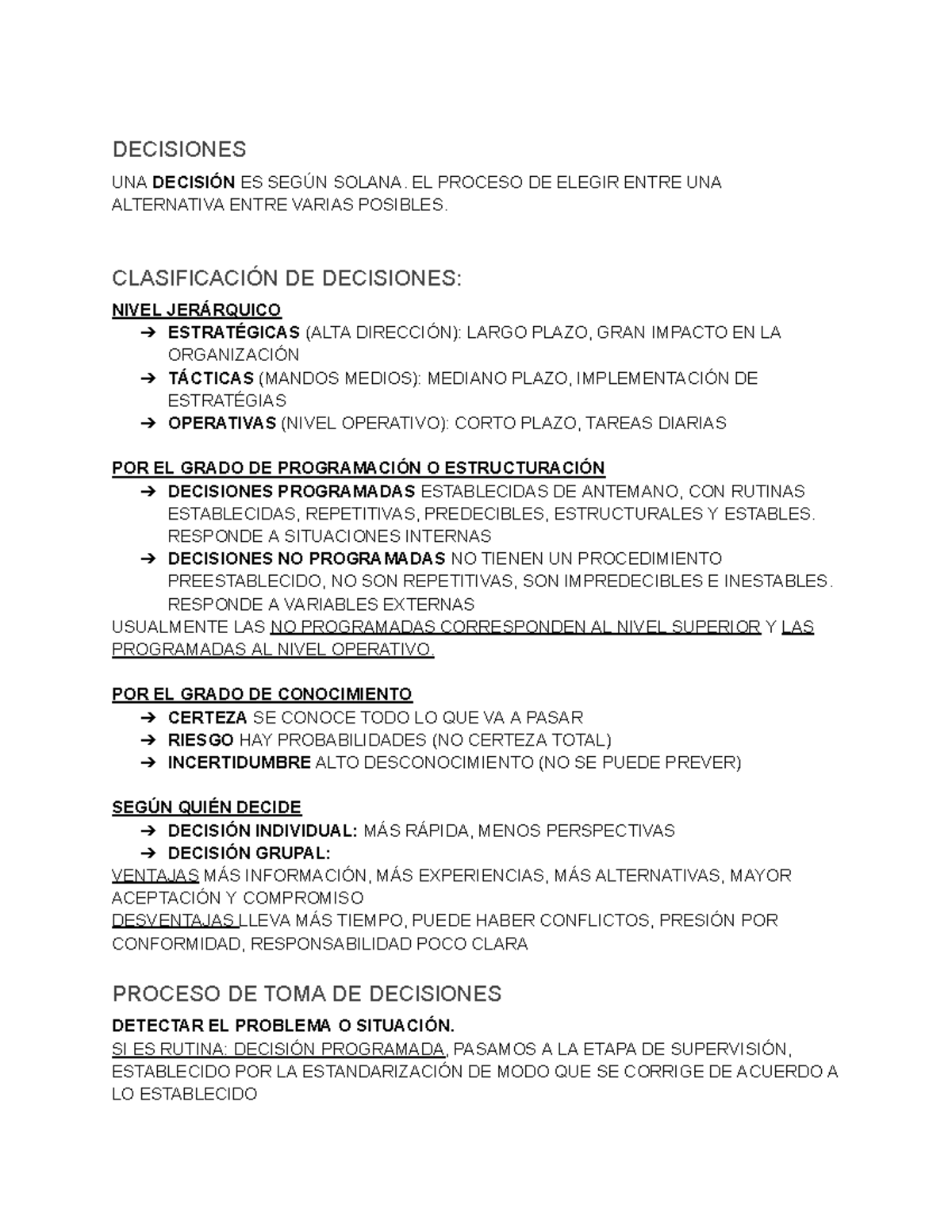 Unidad 3: Clasificación y Proceso de Toma de Decisiones - Studocu
