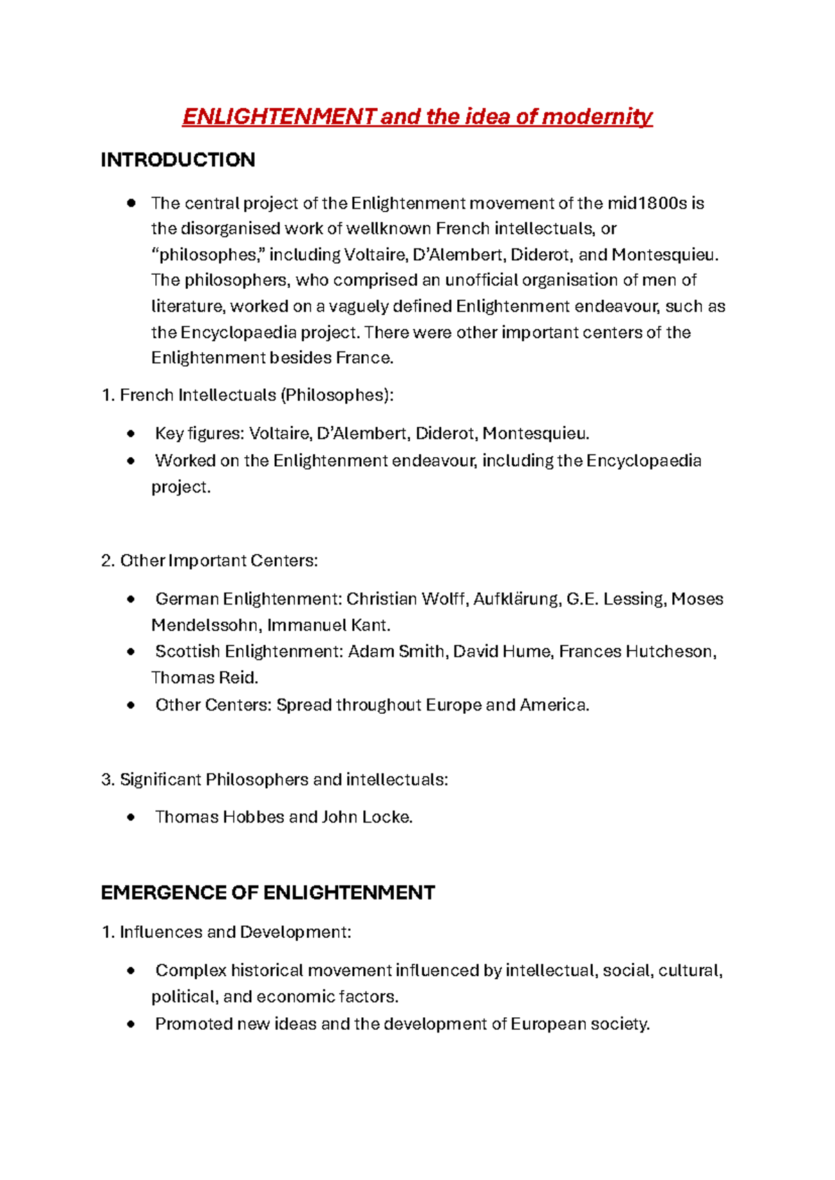 ENGL 101: Enlightenment Philosophy and the Birth of Modernity - Studocu