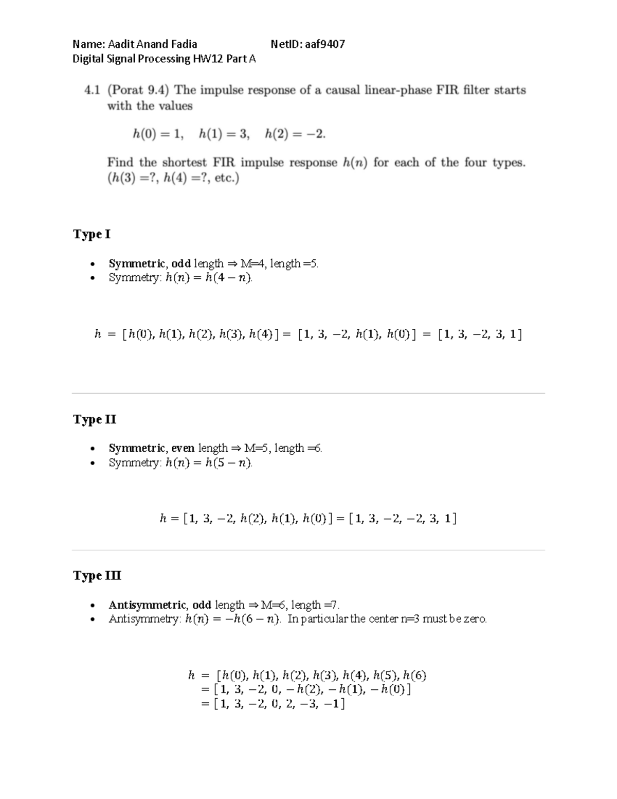 DSP HW12 A aaf9407 - Homework Week 12 - Digital Signal Processing HW12 ...