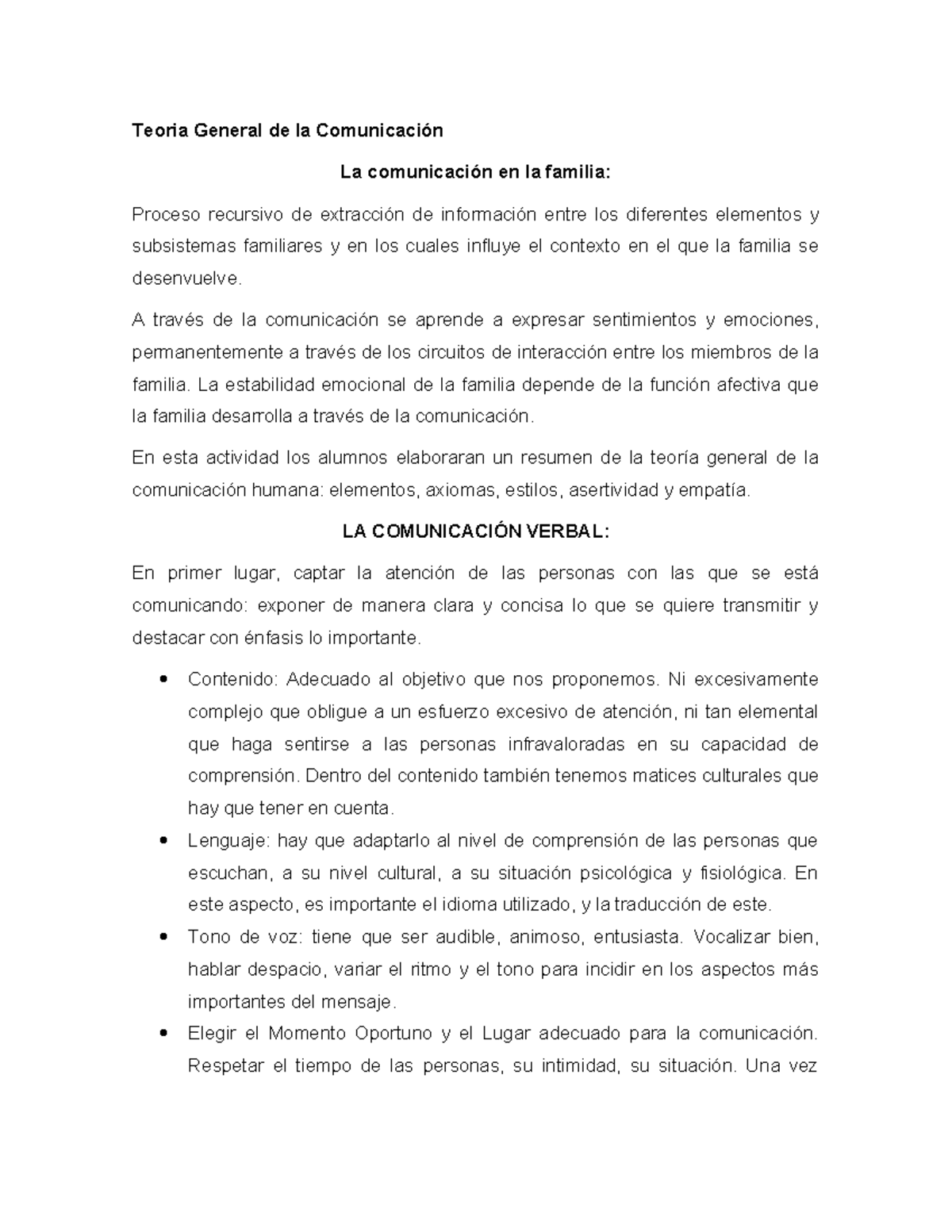 Teoría General de la Comunicación: Resumen y Axiomas Clave - Studocu