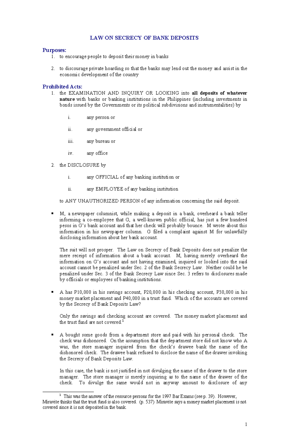 LAW 36563734: Understanding the Secrecy of Bank Deposits - Studocu