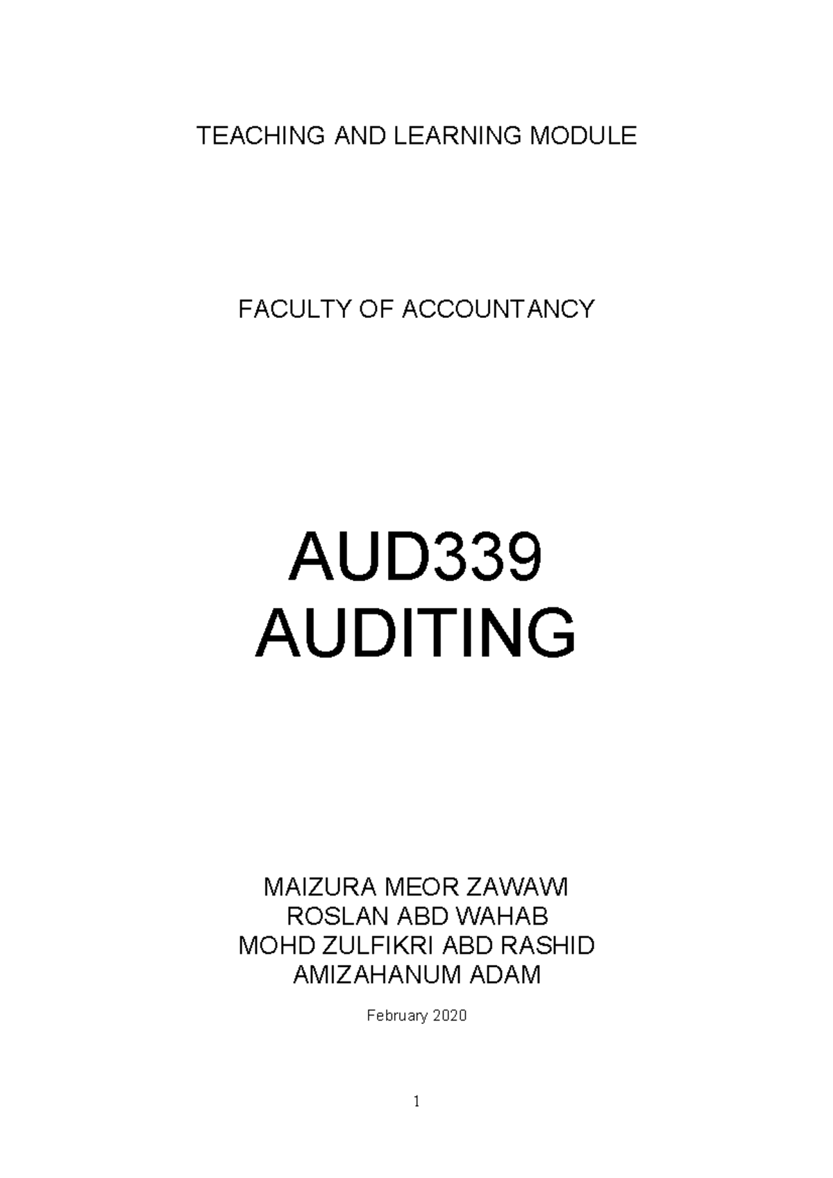 AUD339 Auditing Workbook: Key Concepts and Learning Notes - Studocu