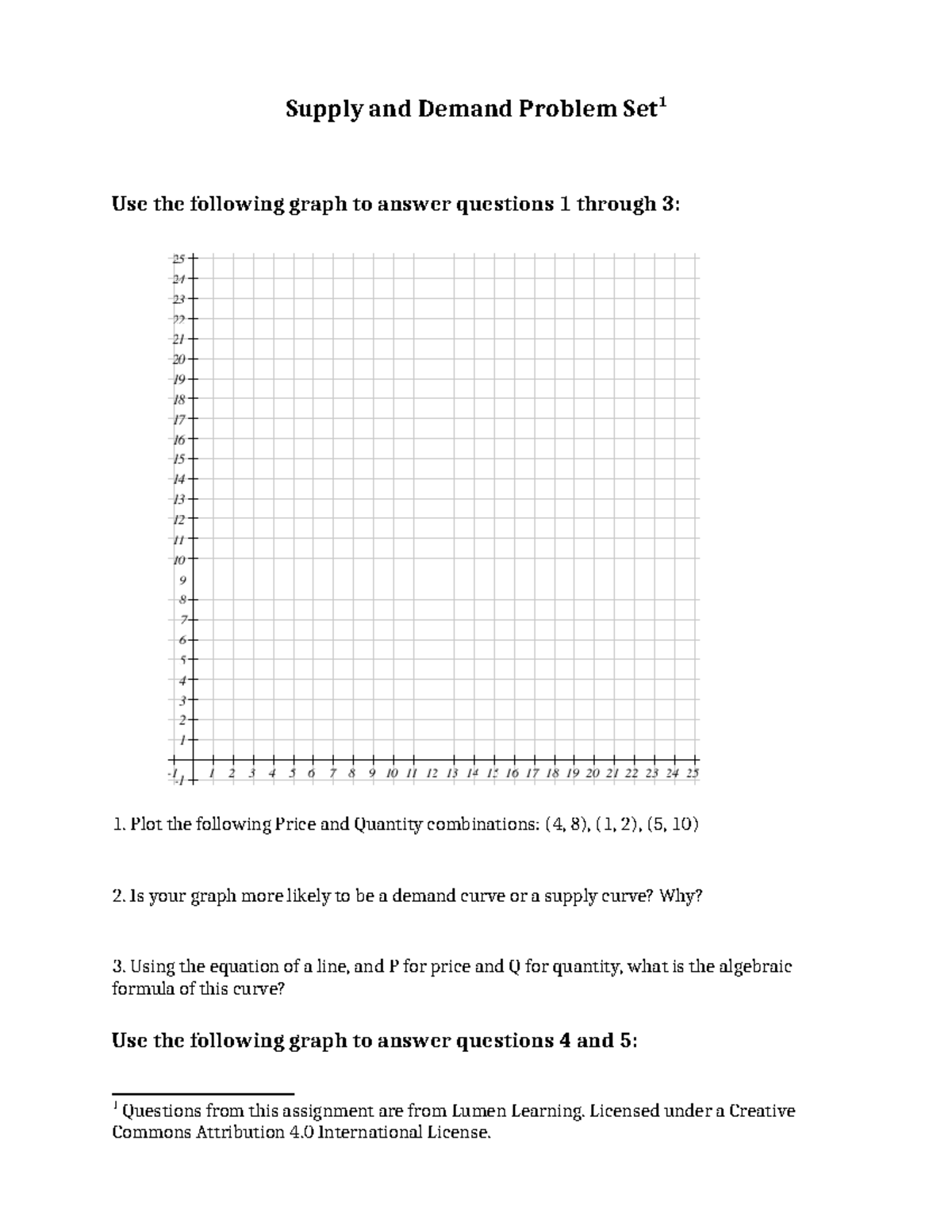 03 Supply and Demand Problem Set: Graphing and Equilibrium Analysis ...
