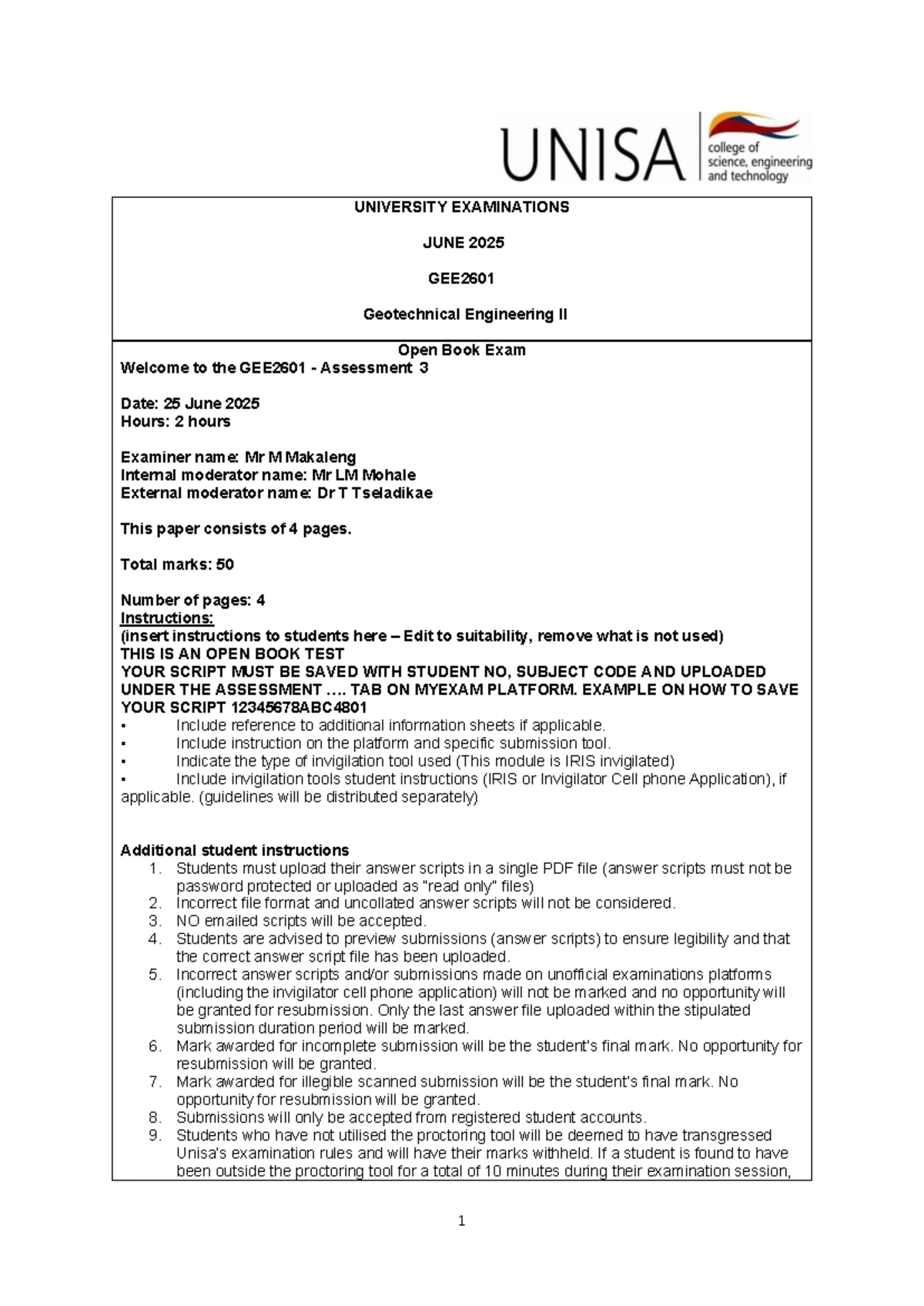 GEO3701: Comprehensive Assessment Plan for 2025 Course - Studocu