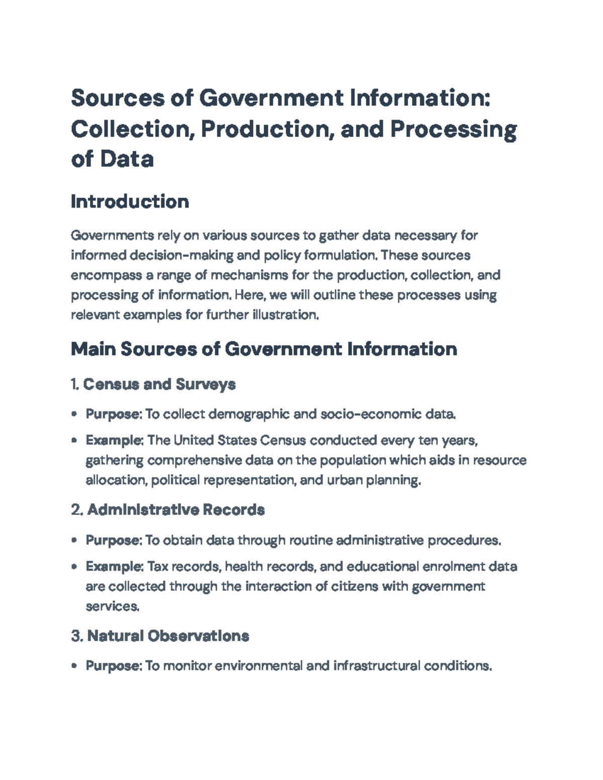 Govt Data Collection & Processing Techniques: Sources & Methods - Studocu