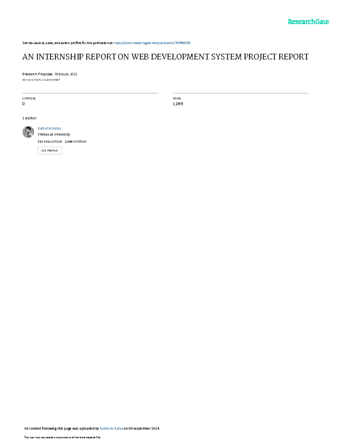 Internship Report on Web Development System Project (2022) - Studocu