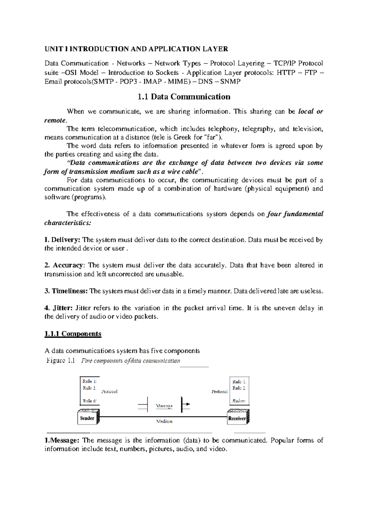 Unit 1 - Introduction and Application Layer - UNIT I INTRODUCTION AND ...