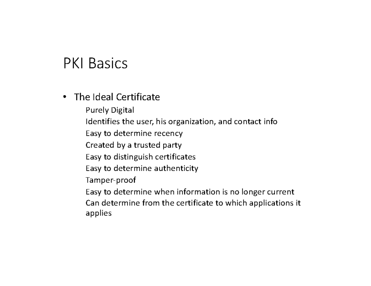PKI Basics and Components Overview for Cybersecurity Course - Studocu