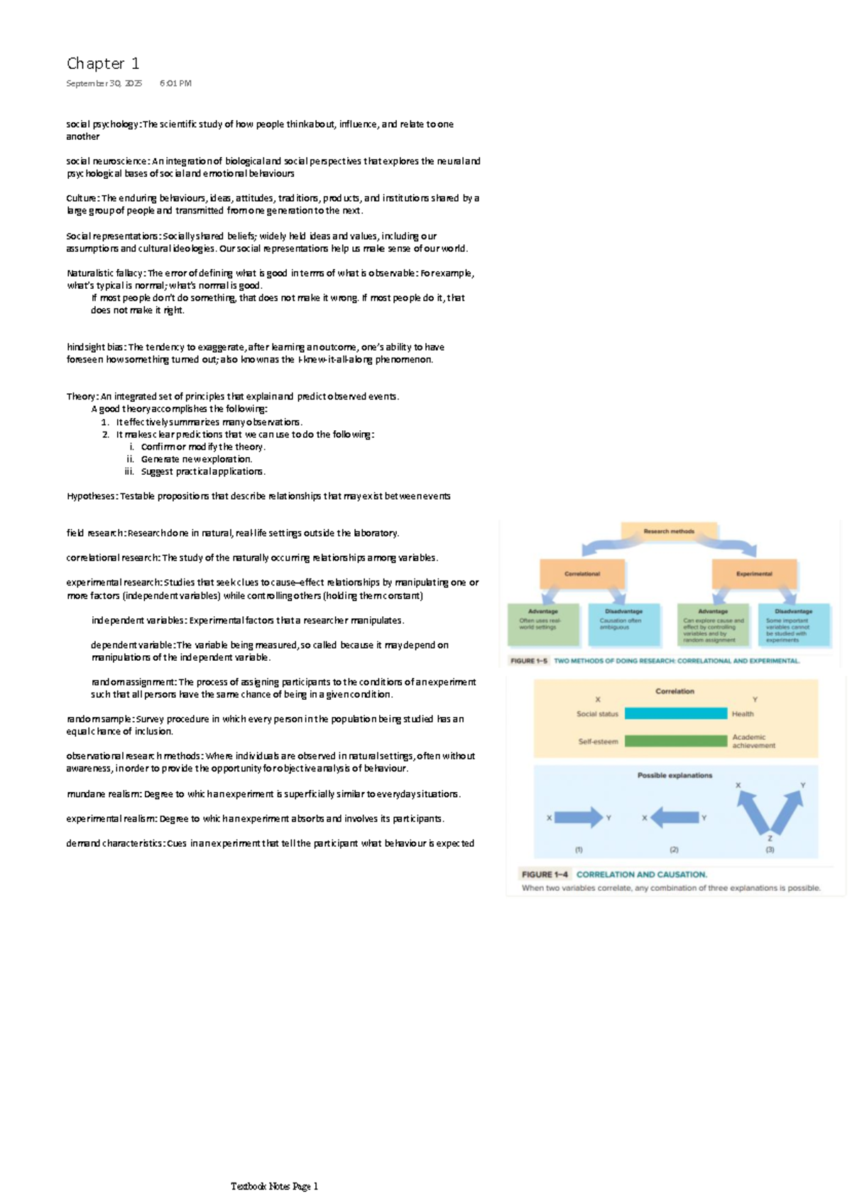 Textbook Notes for PSYB10: Chapter 1 - Social Psychology Concepts - Studocu