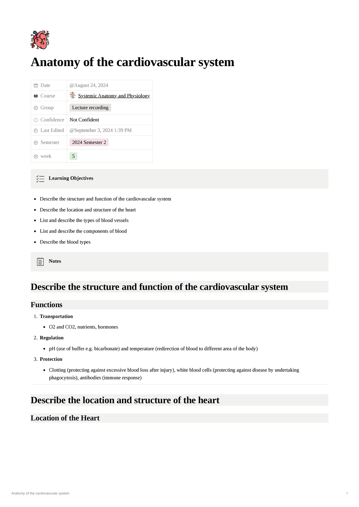 Anatomy of the Cardiovascular system - Anatomy of the cardiovascular ...