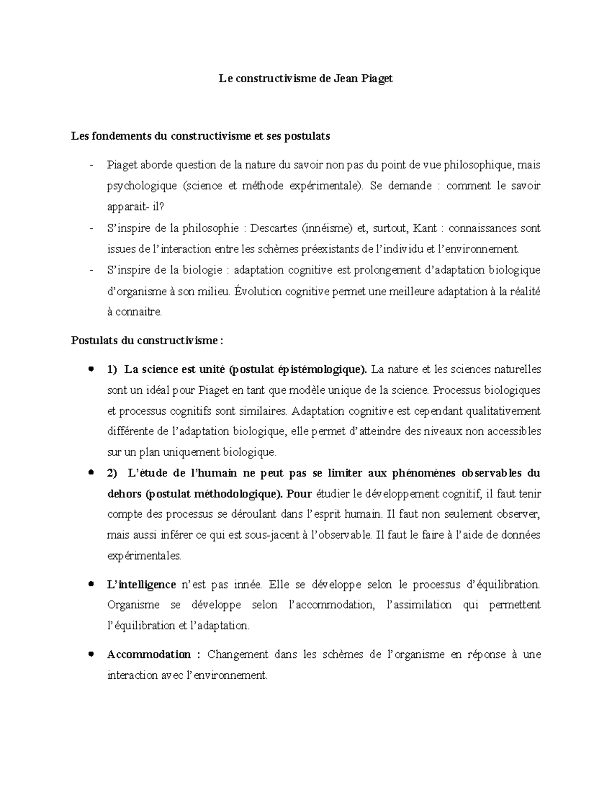 Étude sur le Constructivisme de Jean Piaget - Psychologie de l ...