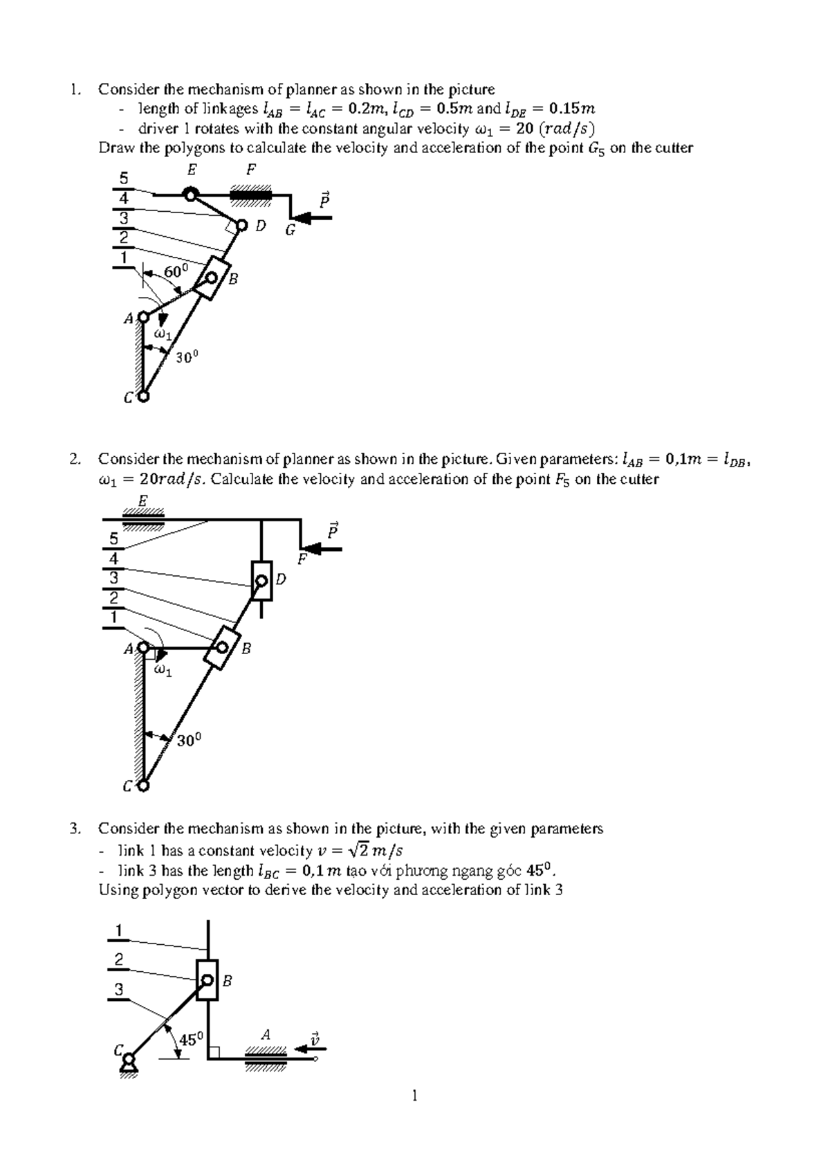 C.02 Kinematics Analysis - Problem Set and Solutions - Studocu