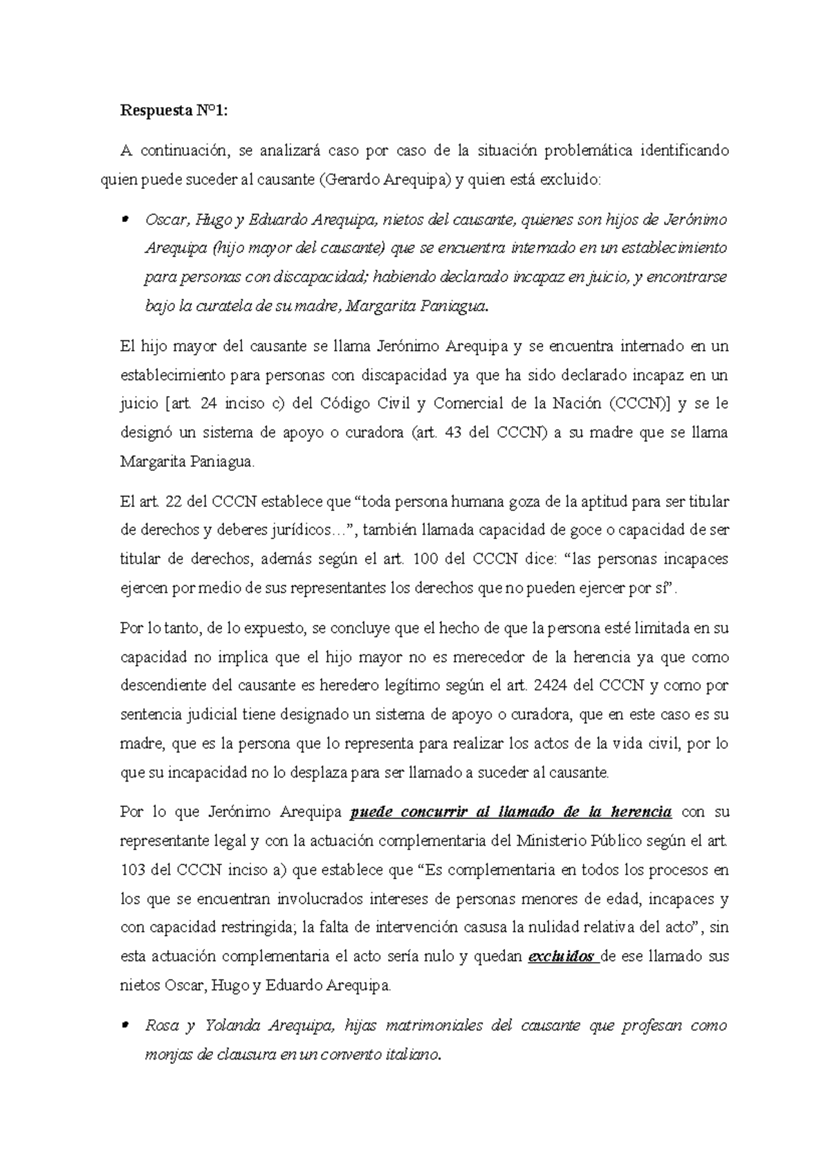 Trabajo Práctico 1: Análisis de Sucesiones en Derecho Sucesorio - Document Preview