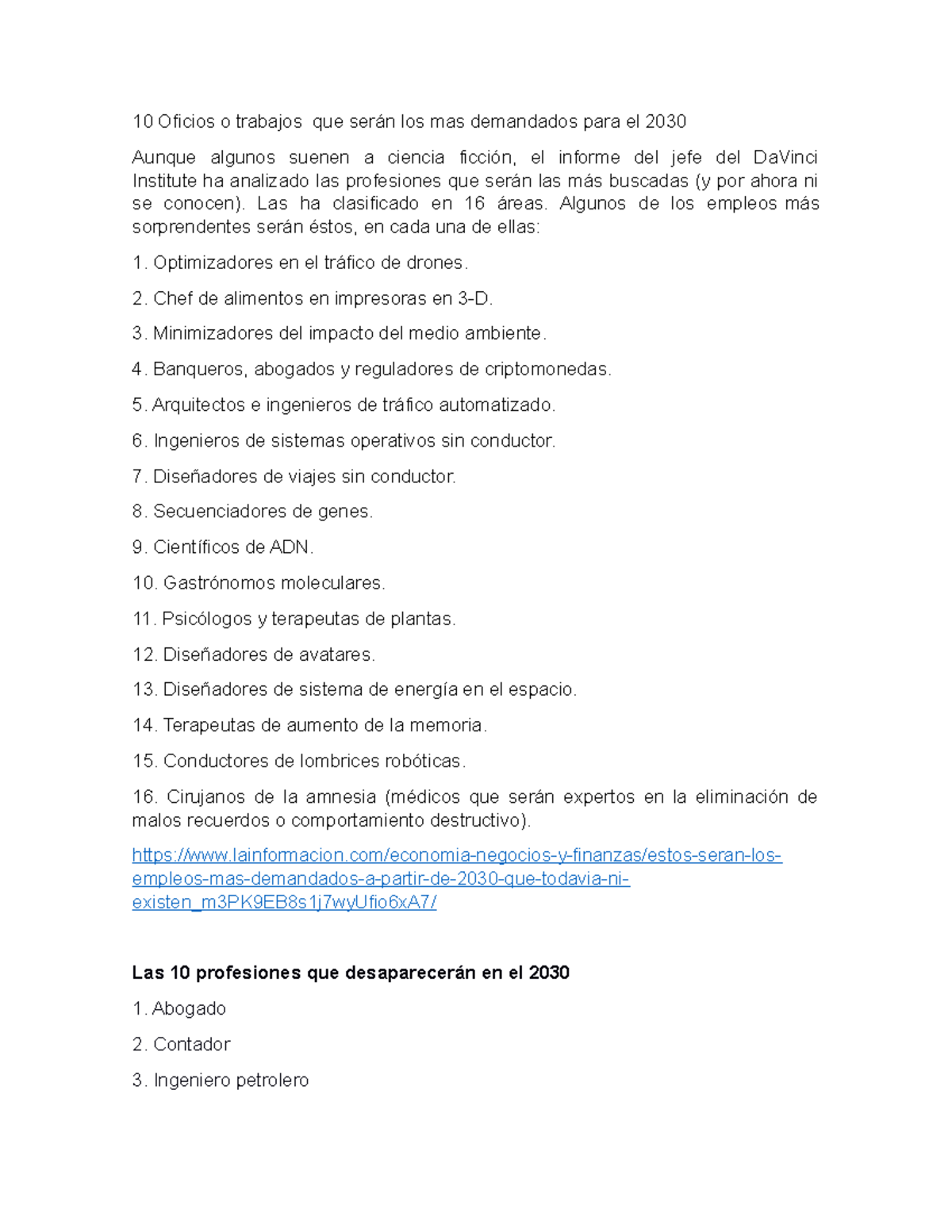 Las 10 profesiones más demandadas para el 2030 y las que desaparecerán ...