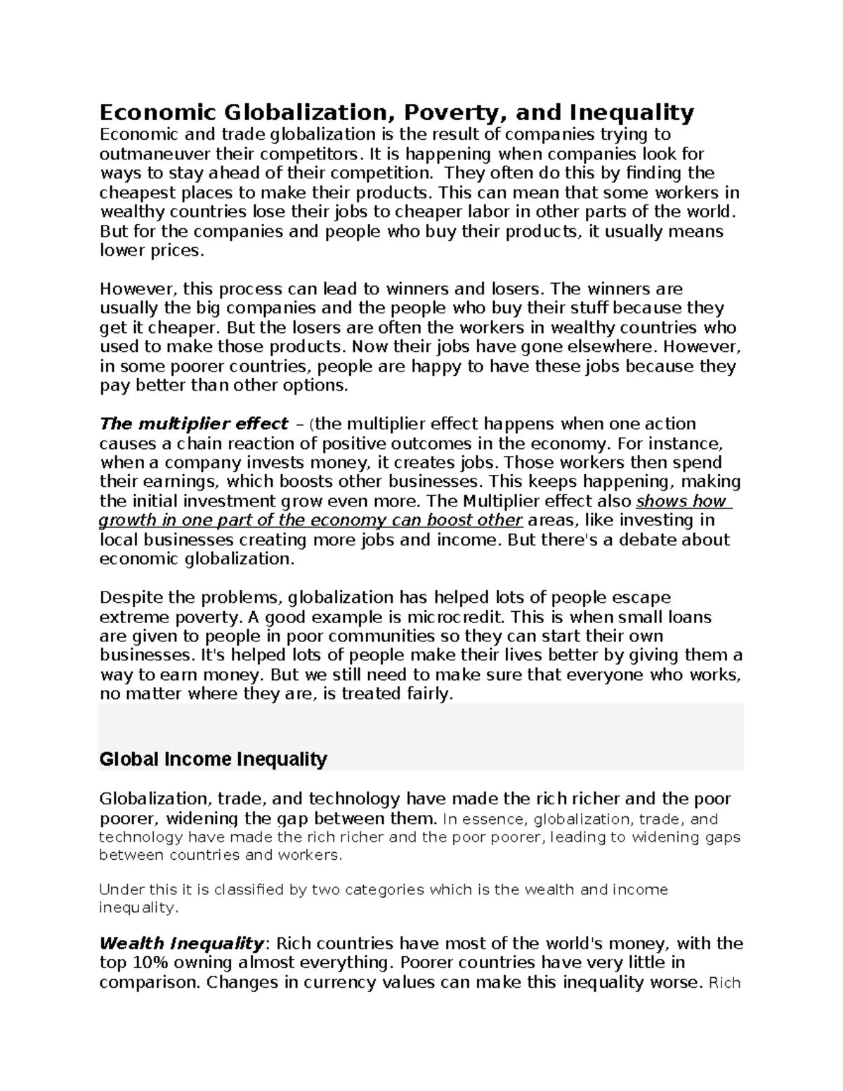 Global Economy 2: Understanding Economic Globalization and Inequality ...