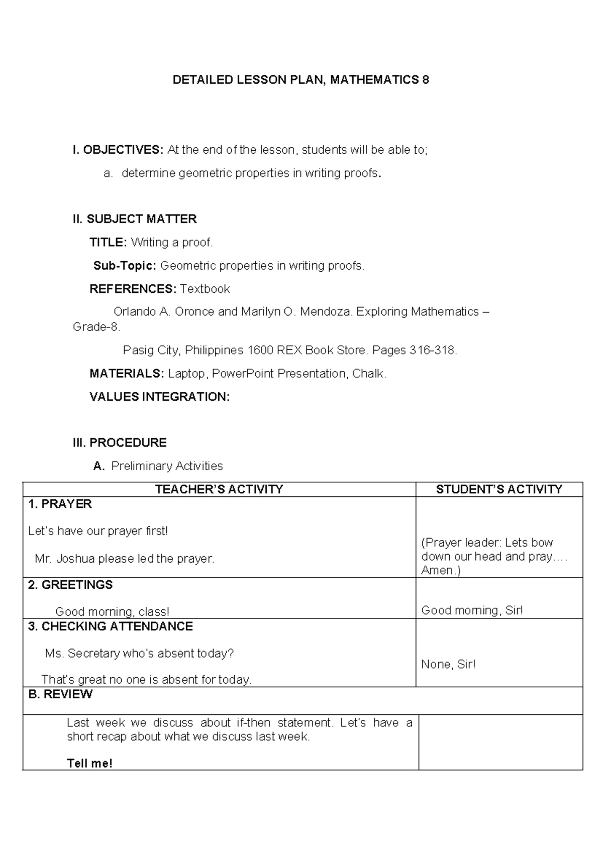Detailed Lesson Plan for Grade 10 Math: Percentile Problem Solving ...