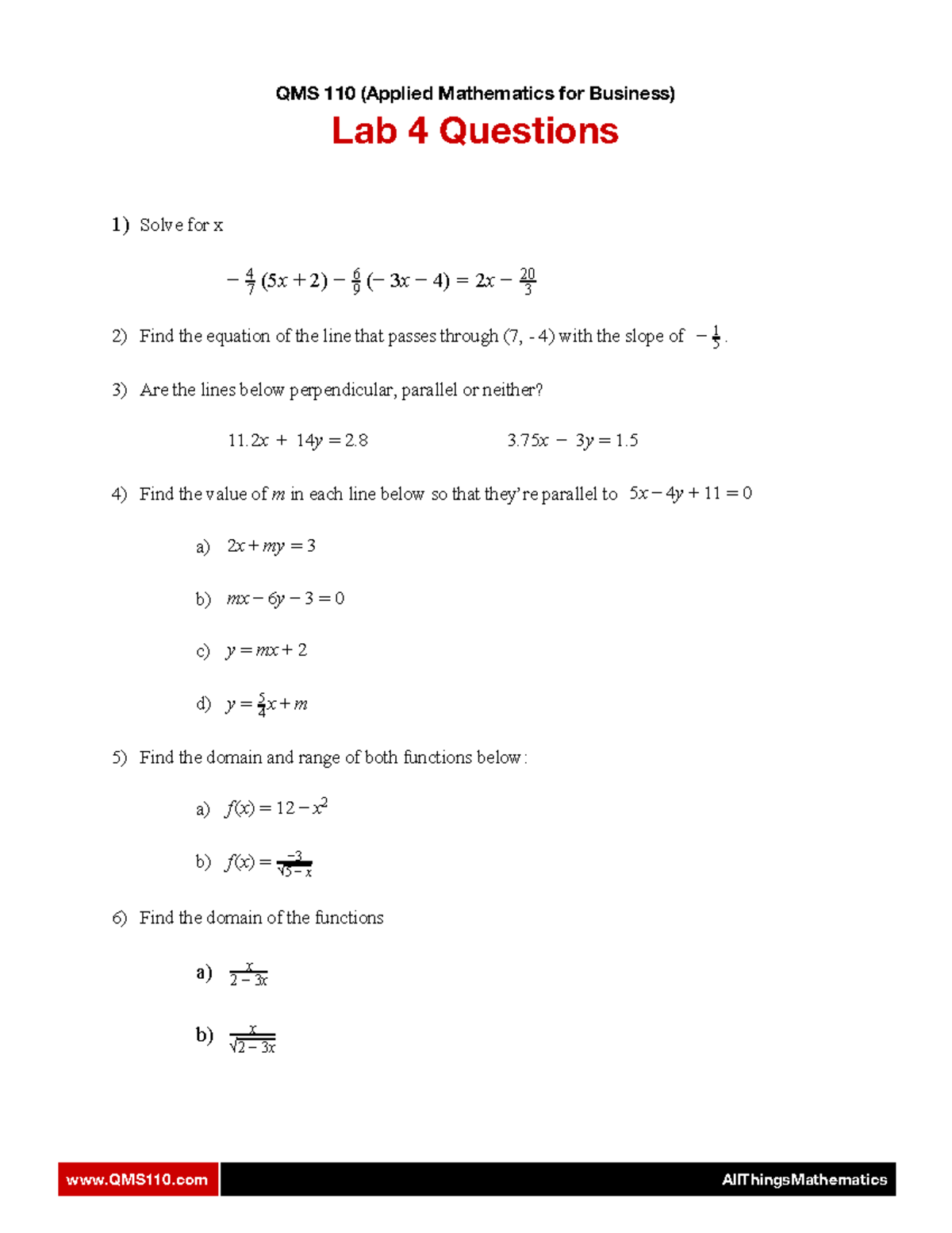 QMS 110 Lab 4 Practice Questions and Solutions - Studocu