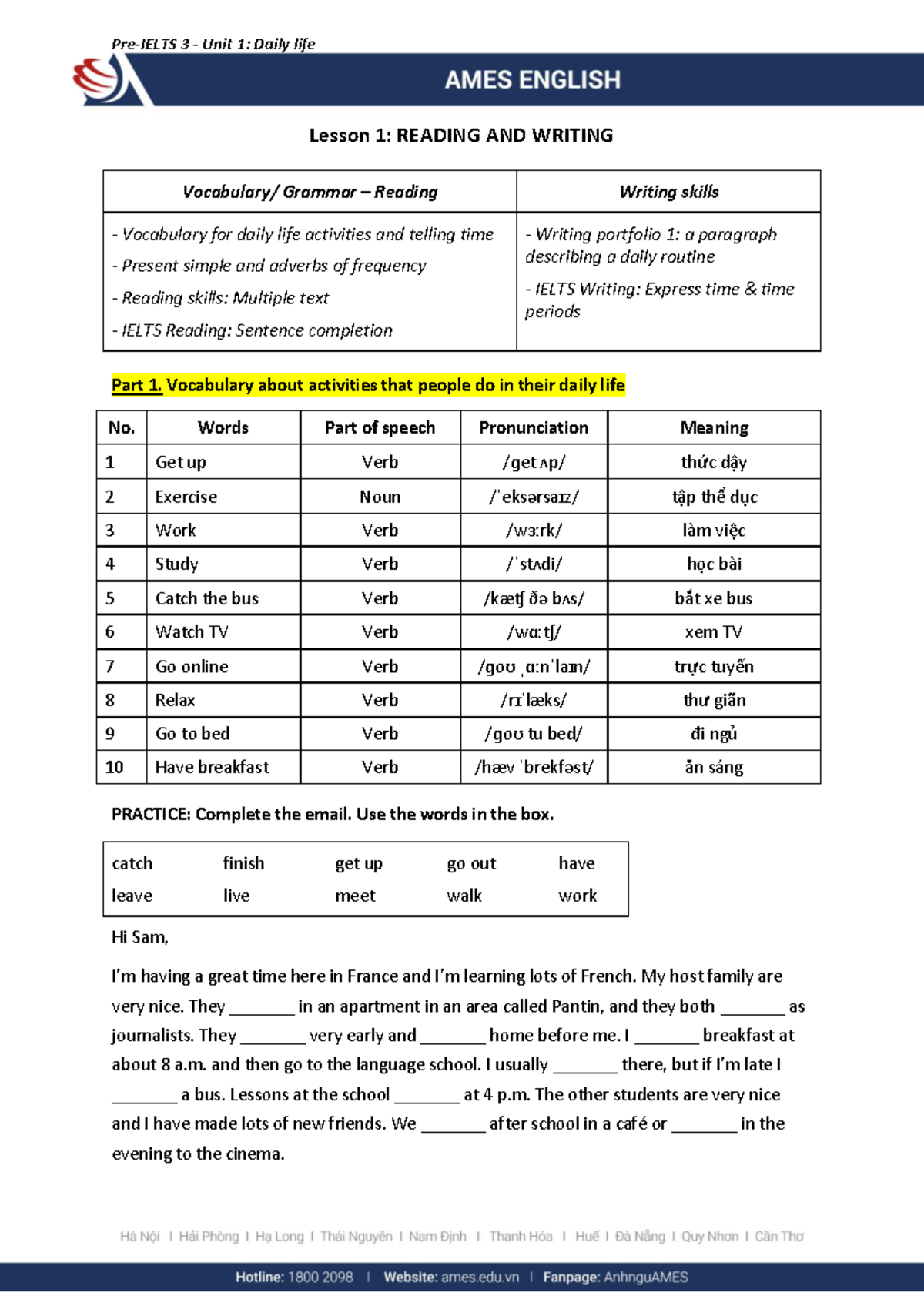 01. Learning guide U1 Lesson 1 - Lesson 1: READING AND WRITING ...