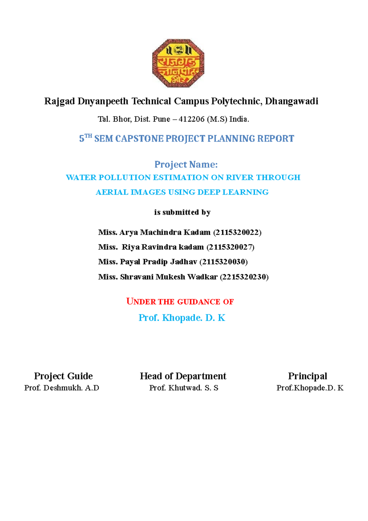 Cpp chapter - capstone project planning report - Rajgad Dnyanpeeth ...