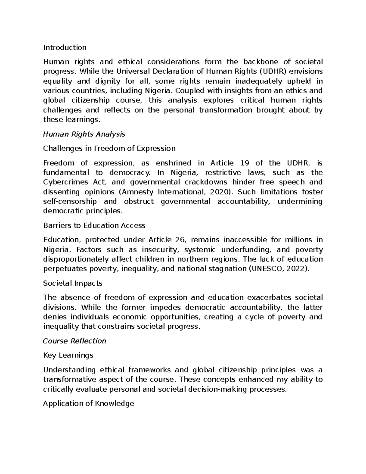 Human rights analysis: Challenges in freedom of expression and ...