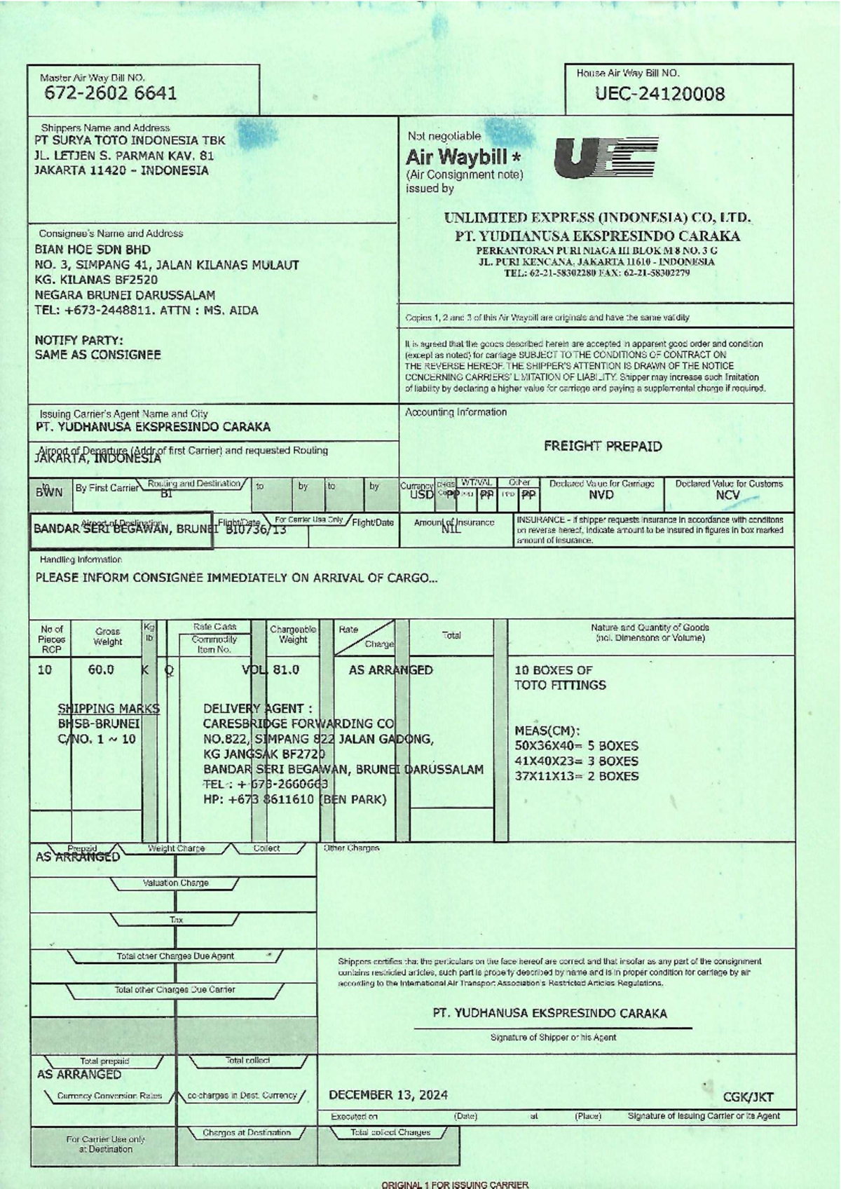 Final HAWB Overview - Master Air Way Bill NO. 6641 Analysis - Studocu