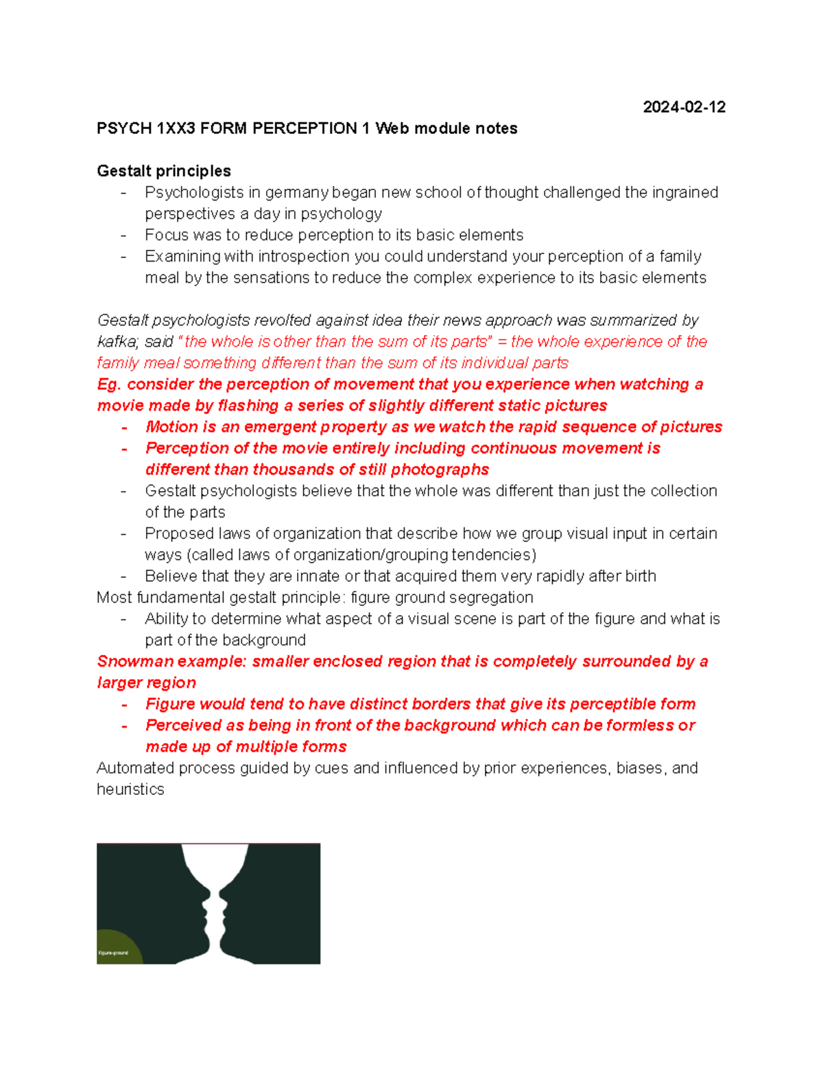 PSYCH 1XX3 Lecture Notes on Form Perception and Gestalt Principles ...