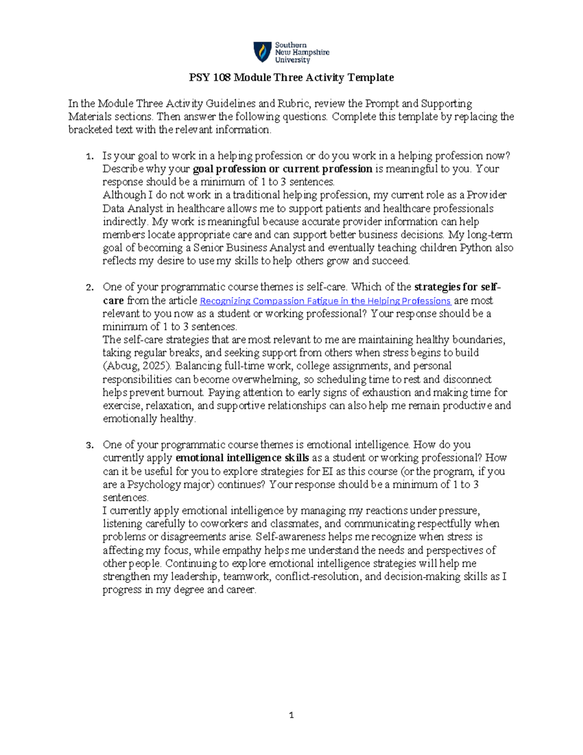 EV PSY 108 Module Three Activity Template and Guidelines - Studocu