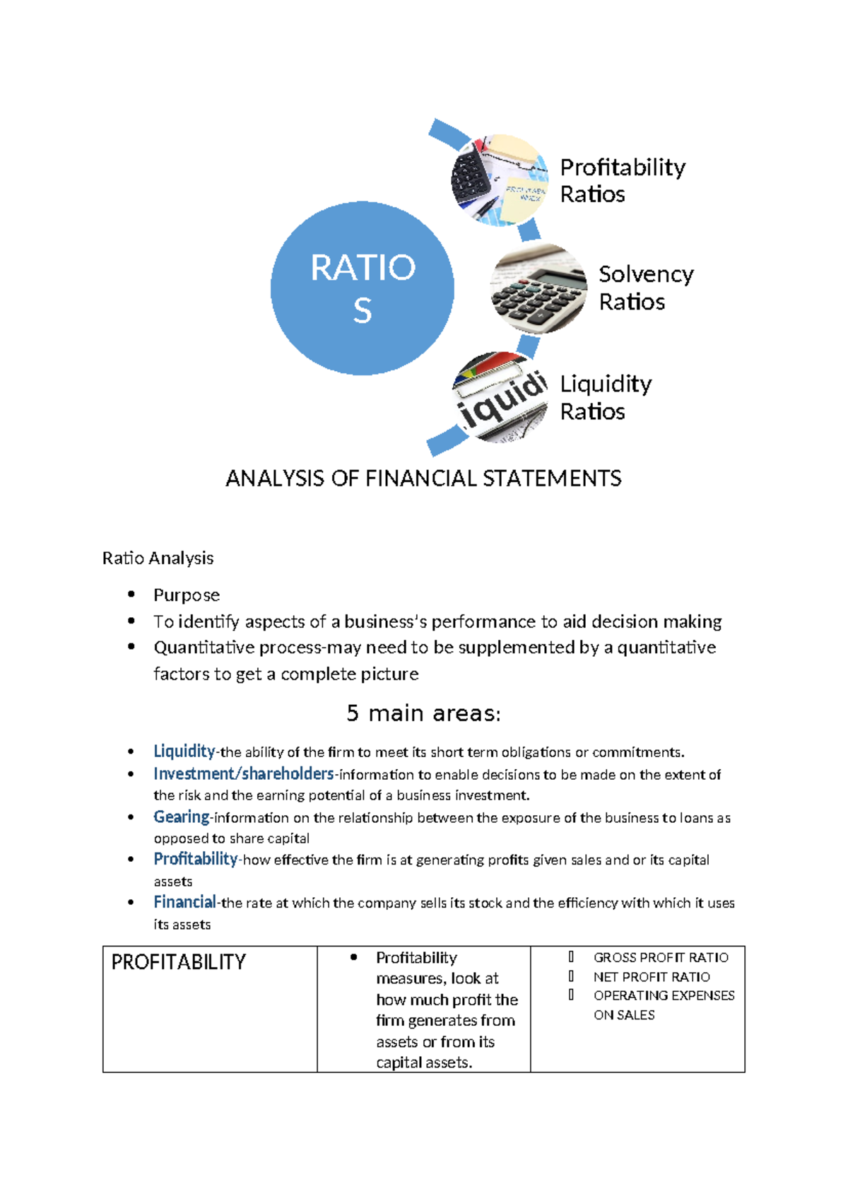 Financial Statement Analysis: Key Ratios & Their Purposes - Studocu