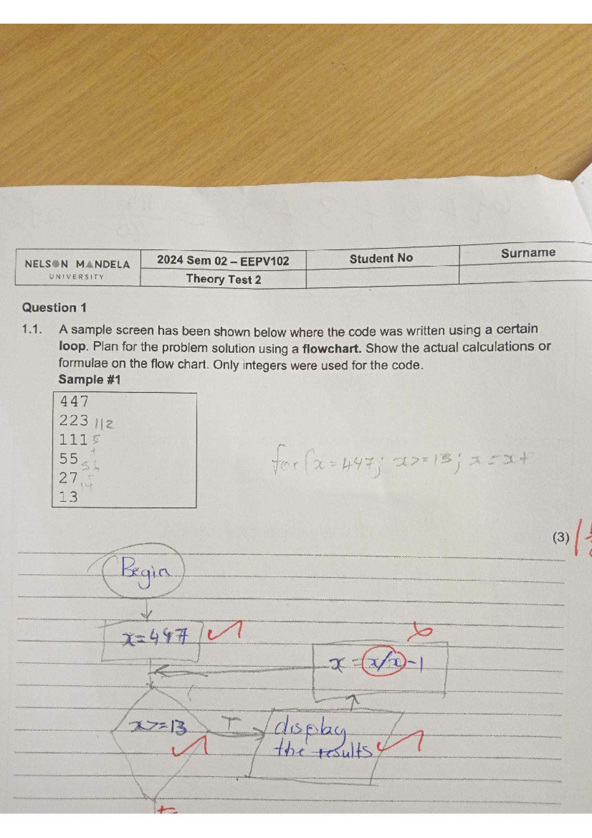 EEPV102 Theory Test 2 - 2024: Flowcharts and Code Analysis - Studocu