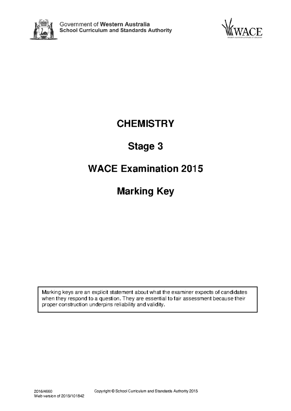 Chemistry Stage 3 Ratified Marking Key 2015 - Copyright © School ...