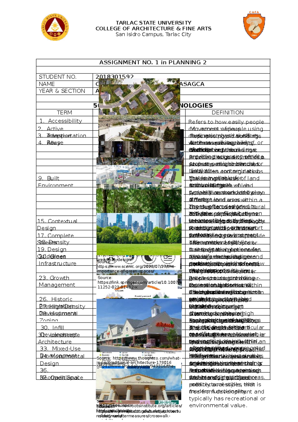 Planning 2 assignment: 50 urban design terminologies - Studocu