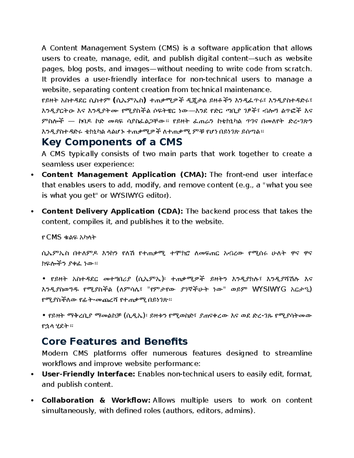 CMS Overview: Key Components, Features, and Types - Studocu
