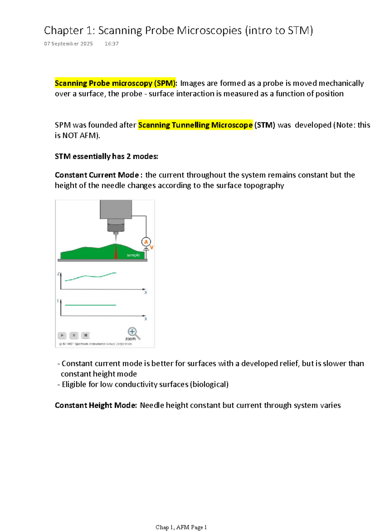 Characterization Notes for Scanning Probe and Optical Microscopy ...