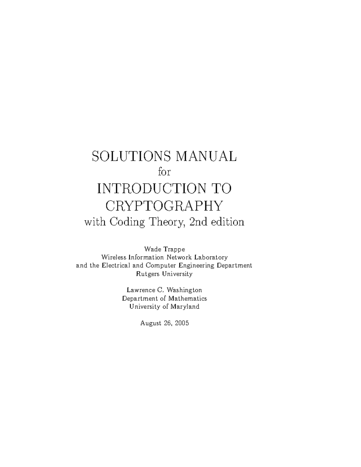 암호론 솔루션 - 잘쓰세용 - SOLUTIONS MANUAL for INTRODUCTION TO 