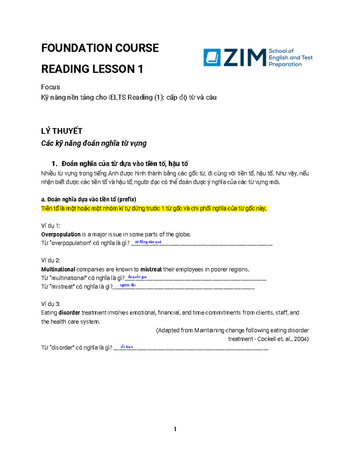 Reading Lesson 1: Essential Skills for IELTS Reading (1) - Studocu