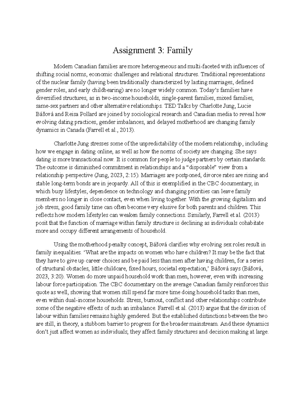 Sociology 101: Assignment 3 - Modern Canadian Family Dynamics - Studocu