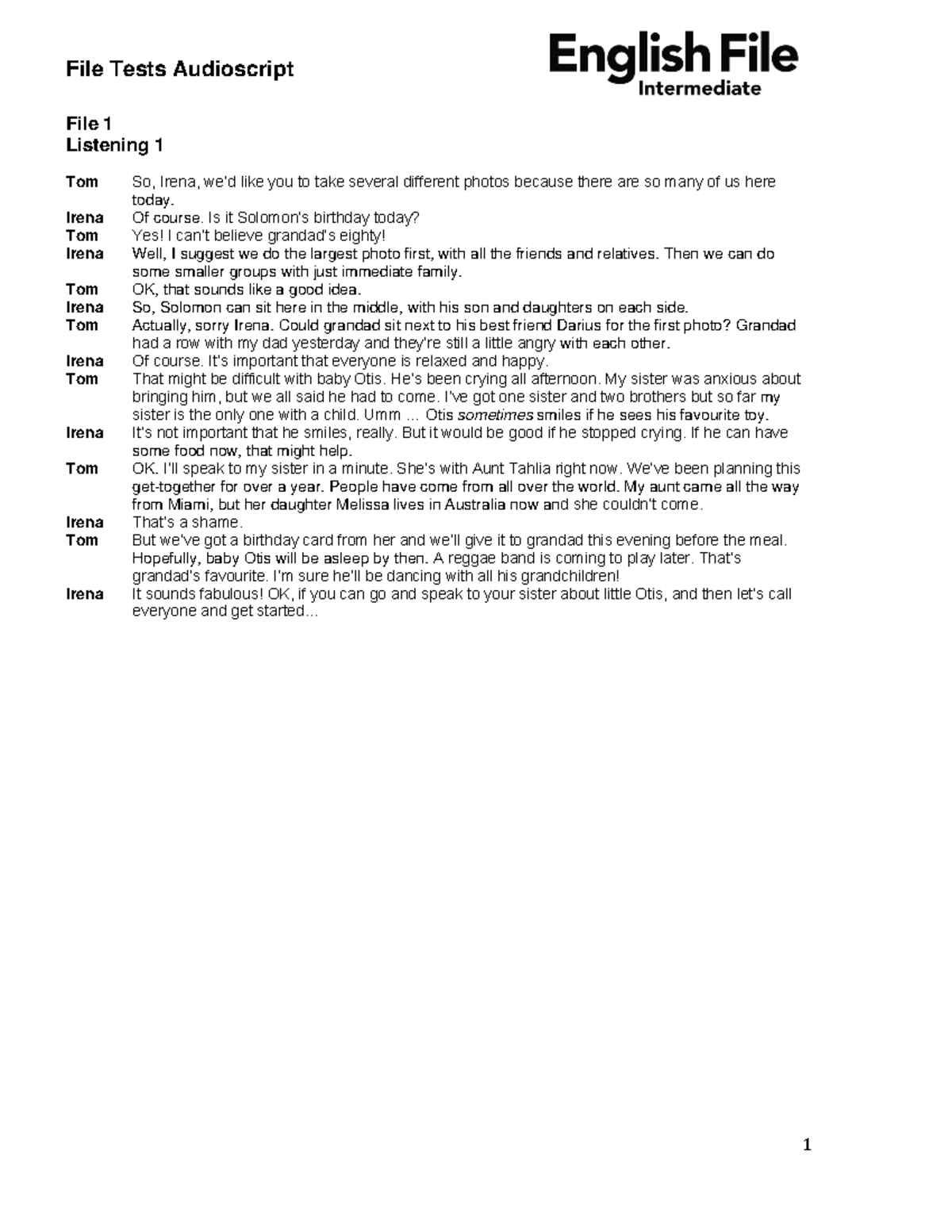EF4E Listening Audioscript: Family Gatherings and Social Interactions ...